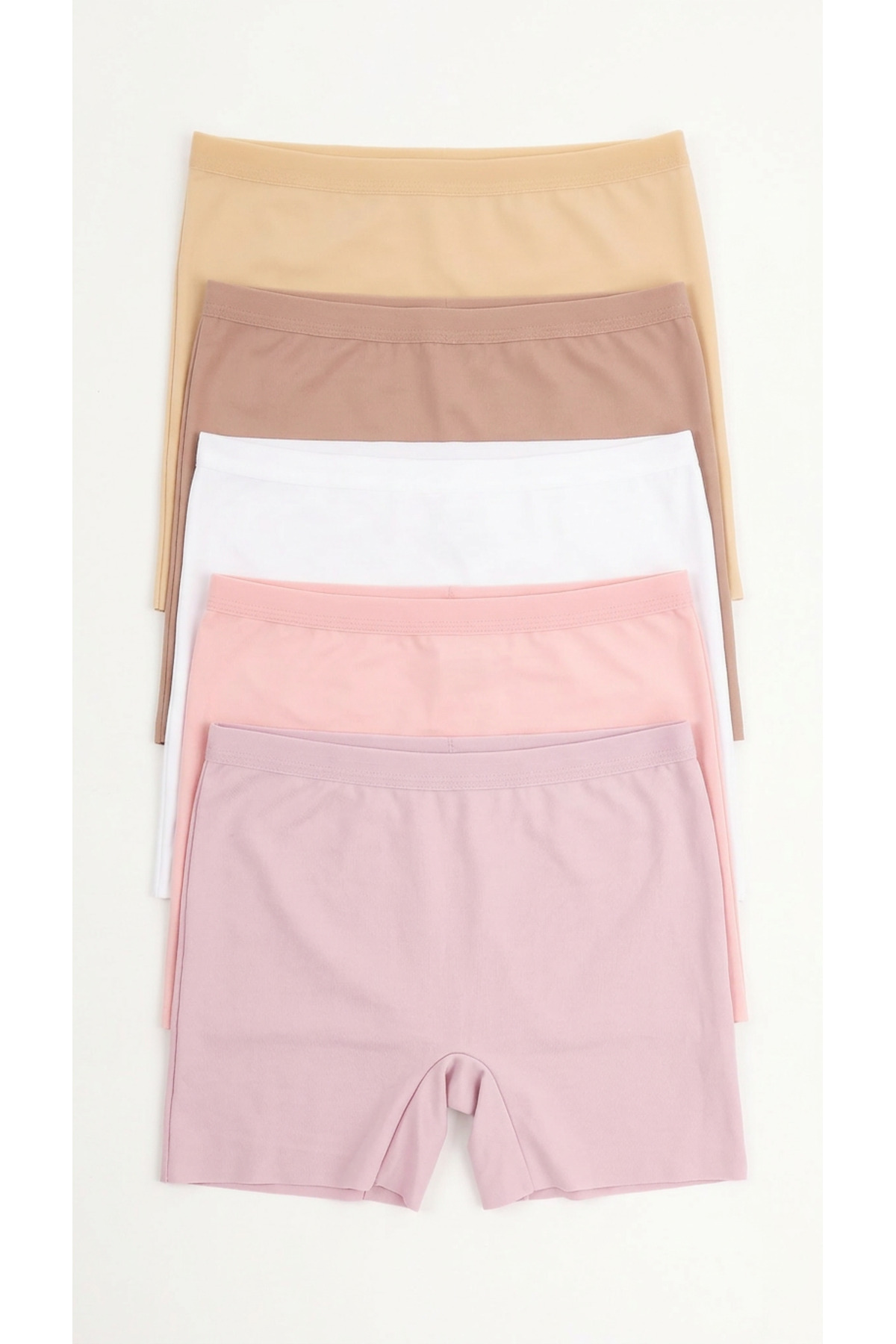 Women's Boxer High Waist Seamless Laser Cut Flexible Non-marking 5-Pack Polyester STONE