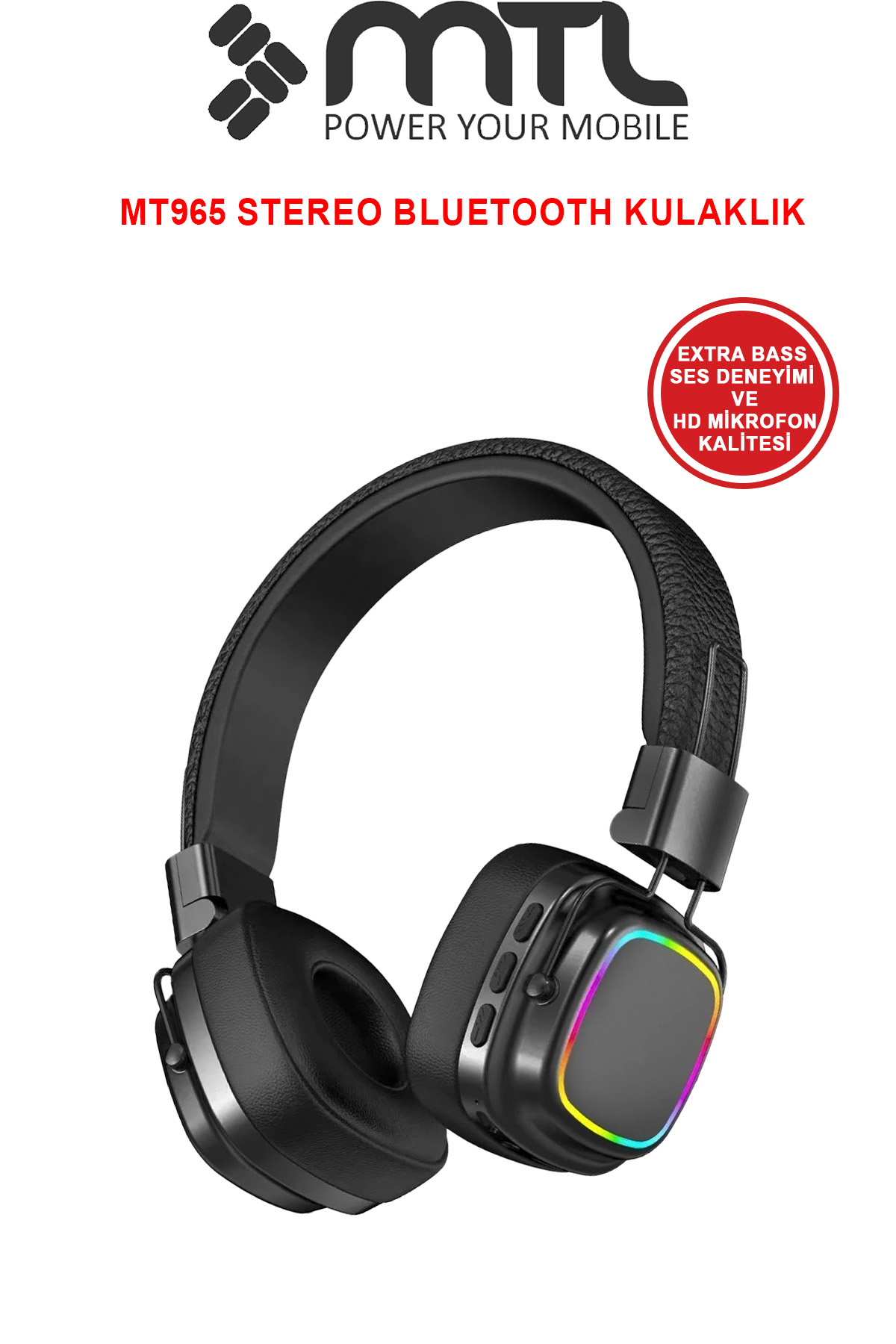 Retro Wireless Stereo Faux Leather Headset Bluetooth Earphone RGB Light Extra Comfortable Noise Reduction MT965