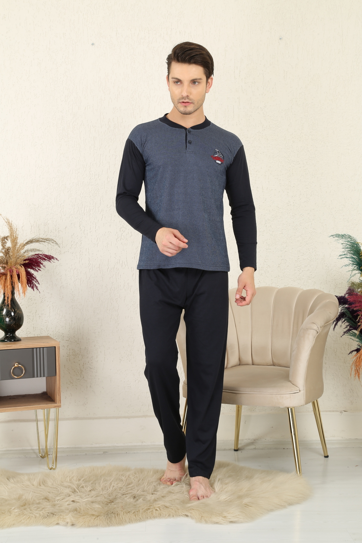 Rimoli %100 Pamuklu Süprem Jakarlı Erkek Pijama Takımı 1035 görsel 5