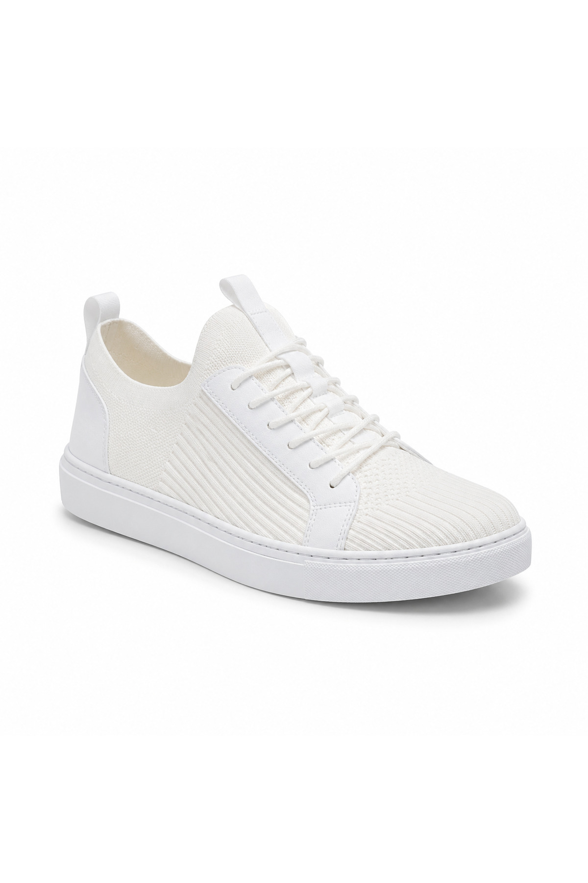 KB 112 Kuback White Knitwear Lace-Up Casual Men's Shoes