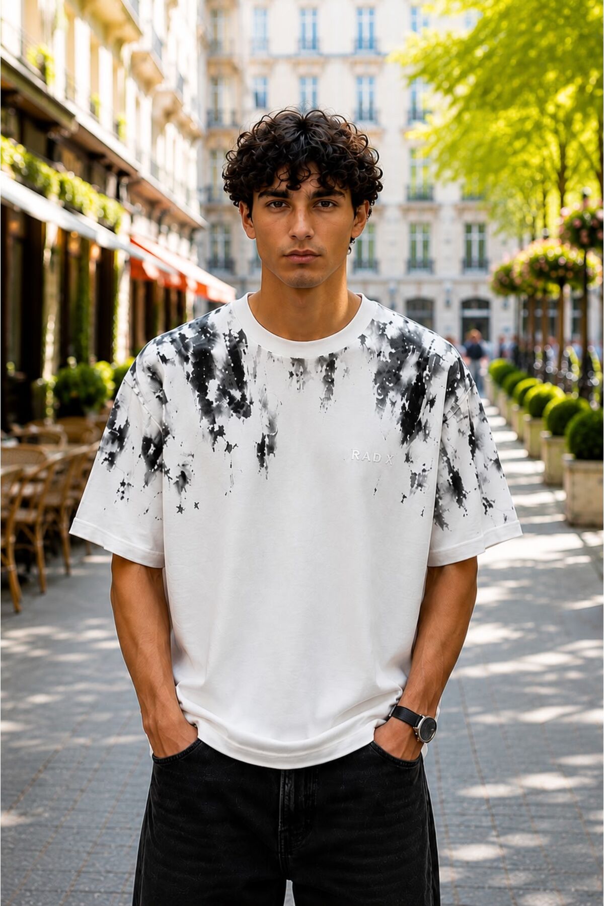 HZR wear Oversize Crew Neck Patterned Men's T-Shirt