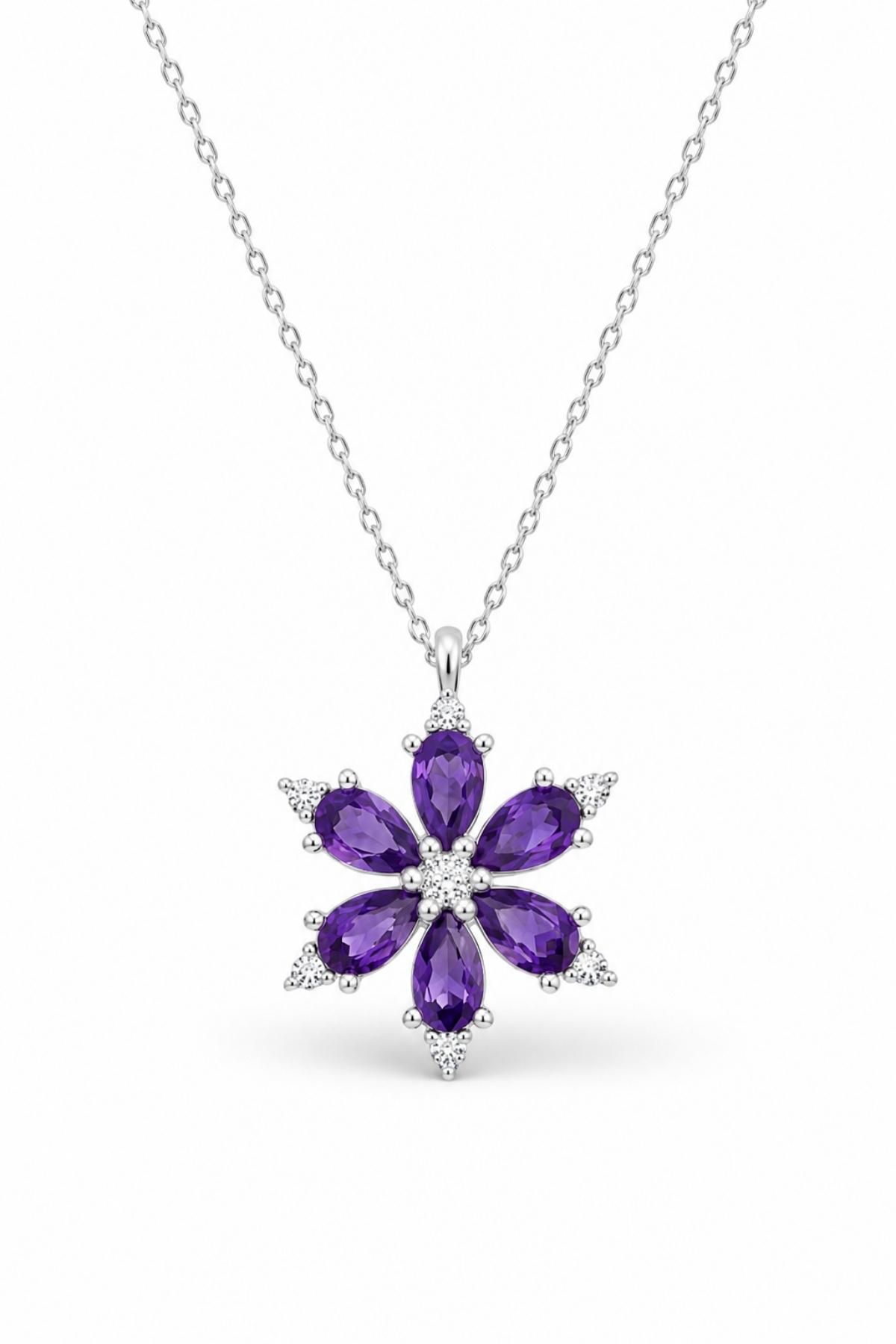 Women's Necklace with Custom Box - Rose Lotus Flower Women's Necklace with Purple Lotus Amethyst Gemstone