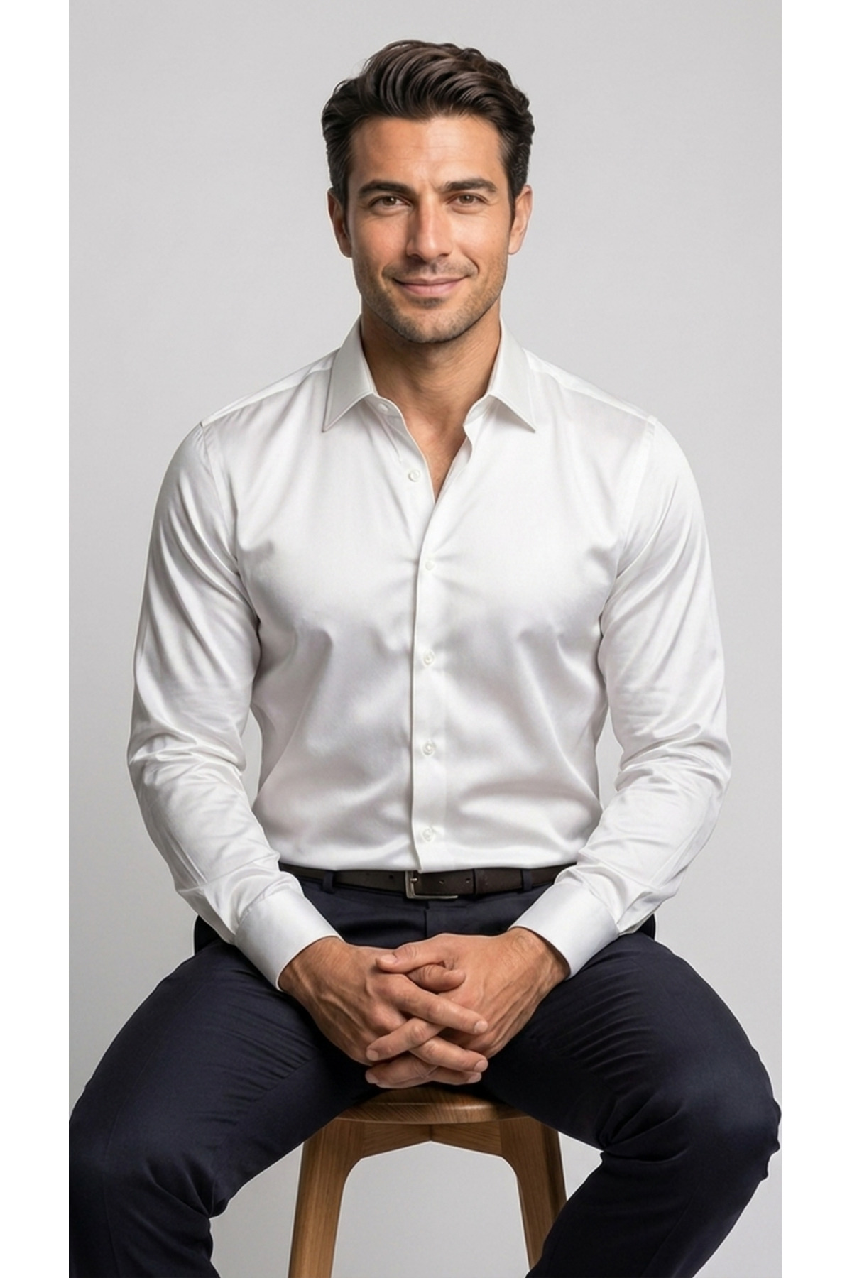 viyamen Erkek Slim Fit Klasik Saten Gömlek Uzun Kollu Modern Kesim görsel 6