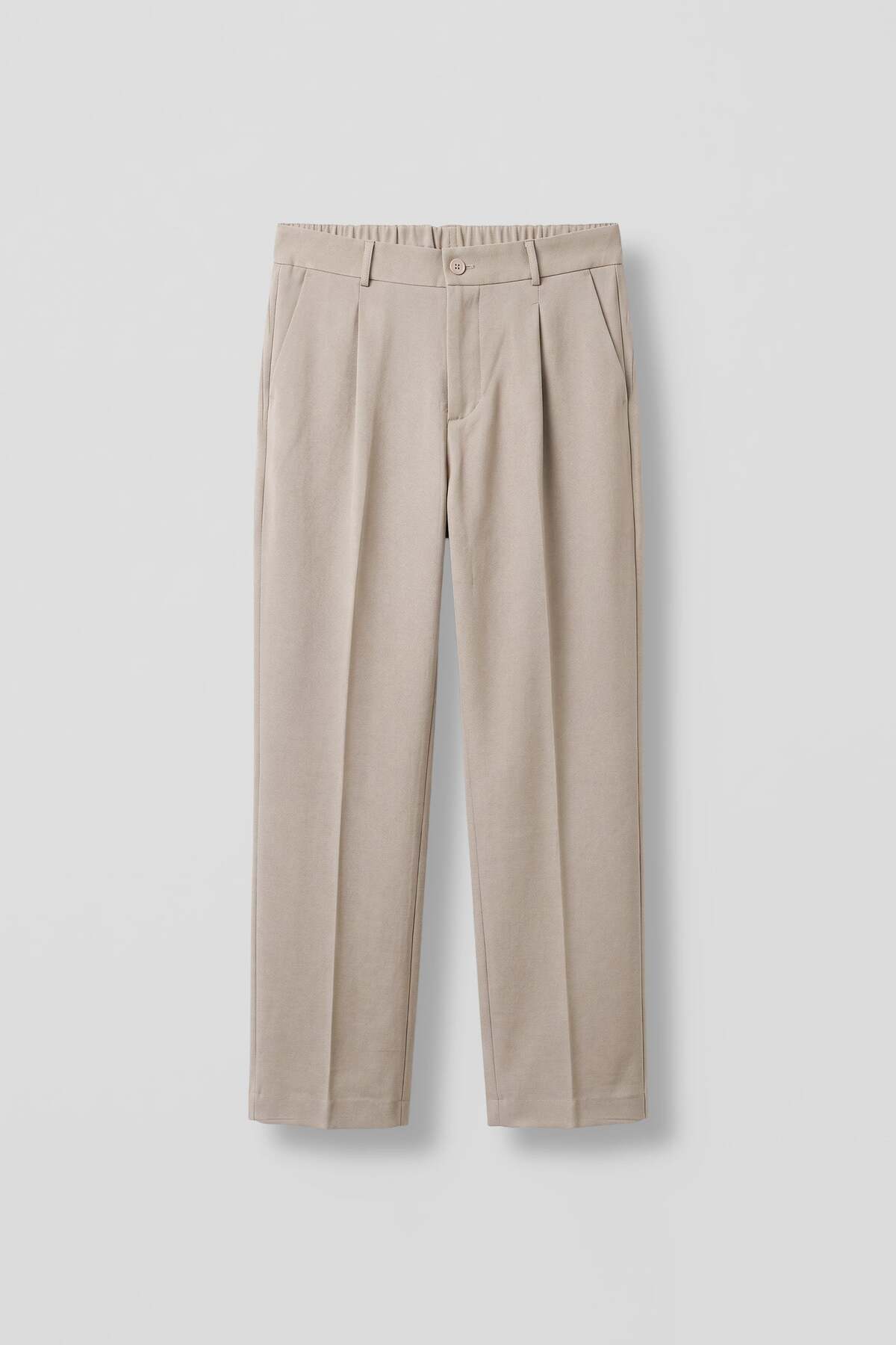 Men's Baggy Fit Elastic Waist Casual Pants Beige