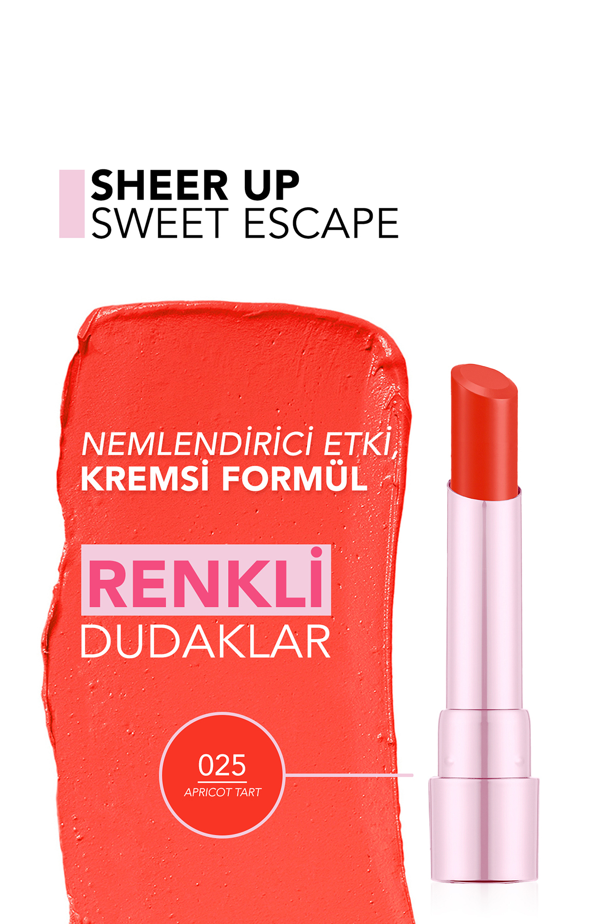 Sheer Up Sweet Escape Yarı Transparan & Parlak Bitişli Nemlendirici Ruj - 025 APRICOT TART — نارنجی 10313 — تصویر 3 از 5
