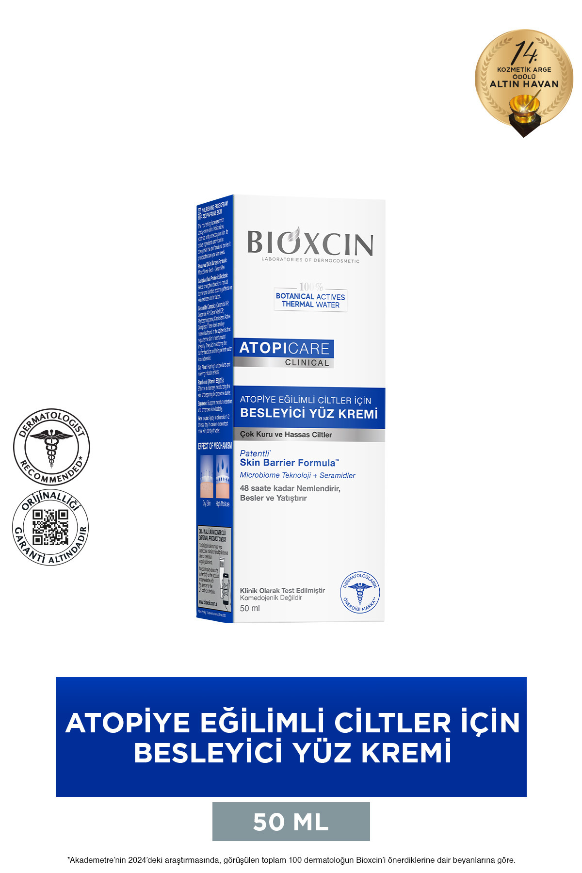 Atopicare Çok Kuru ve Hassas Atopi Eğilimli Ciltler İçin Besleyici Yüz Kremi 50 Ml - Seyahat Boy