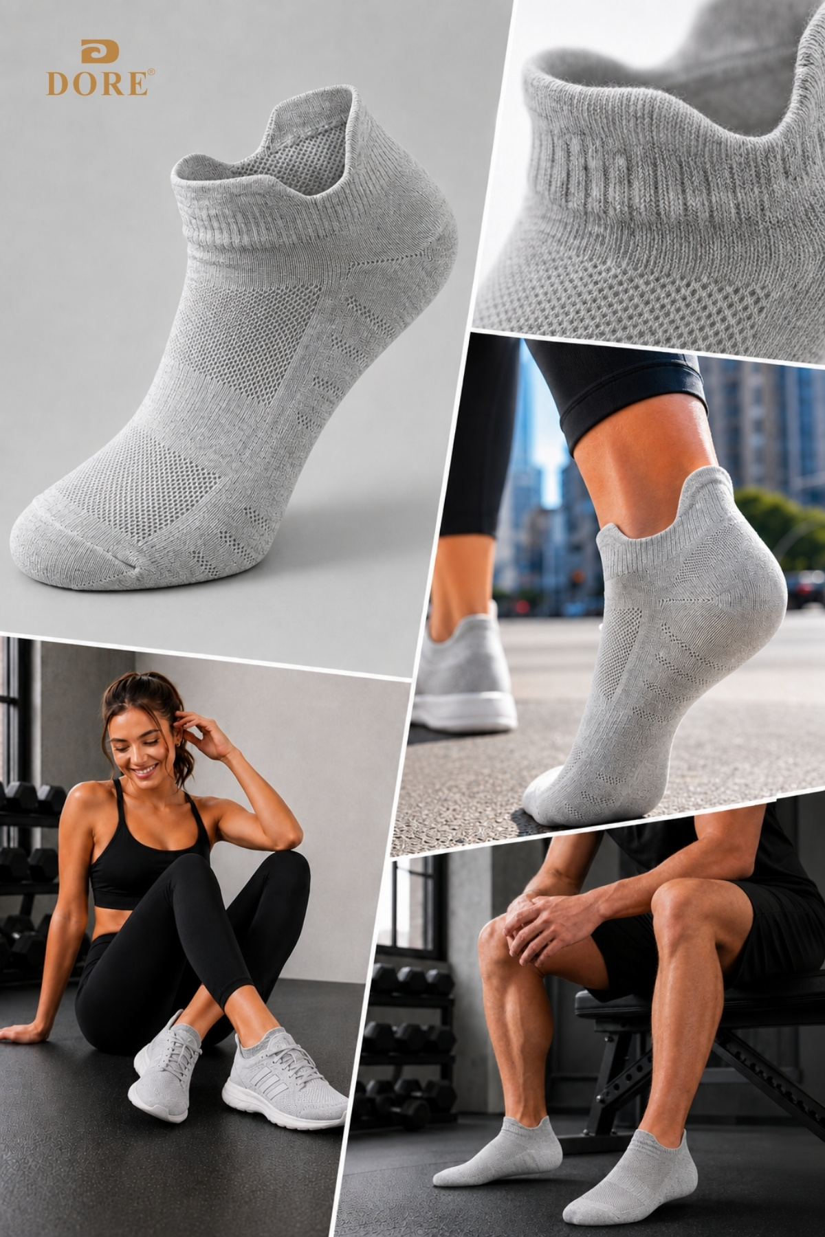 Dore Orijinal 3 Çift Unisex Kulaklı Ayakkabı Arkasını Vurmayan Konfor Modeli Ter Emici Nefes Alan 4 Mevsim Kullanım Özel Tasarım Bilek Boy Premium Pamuklu Günlük 3'lü Sneaker Spor Ayakkabı Çorabı görsel 2