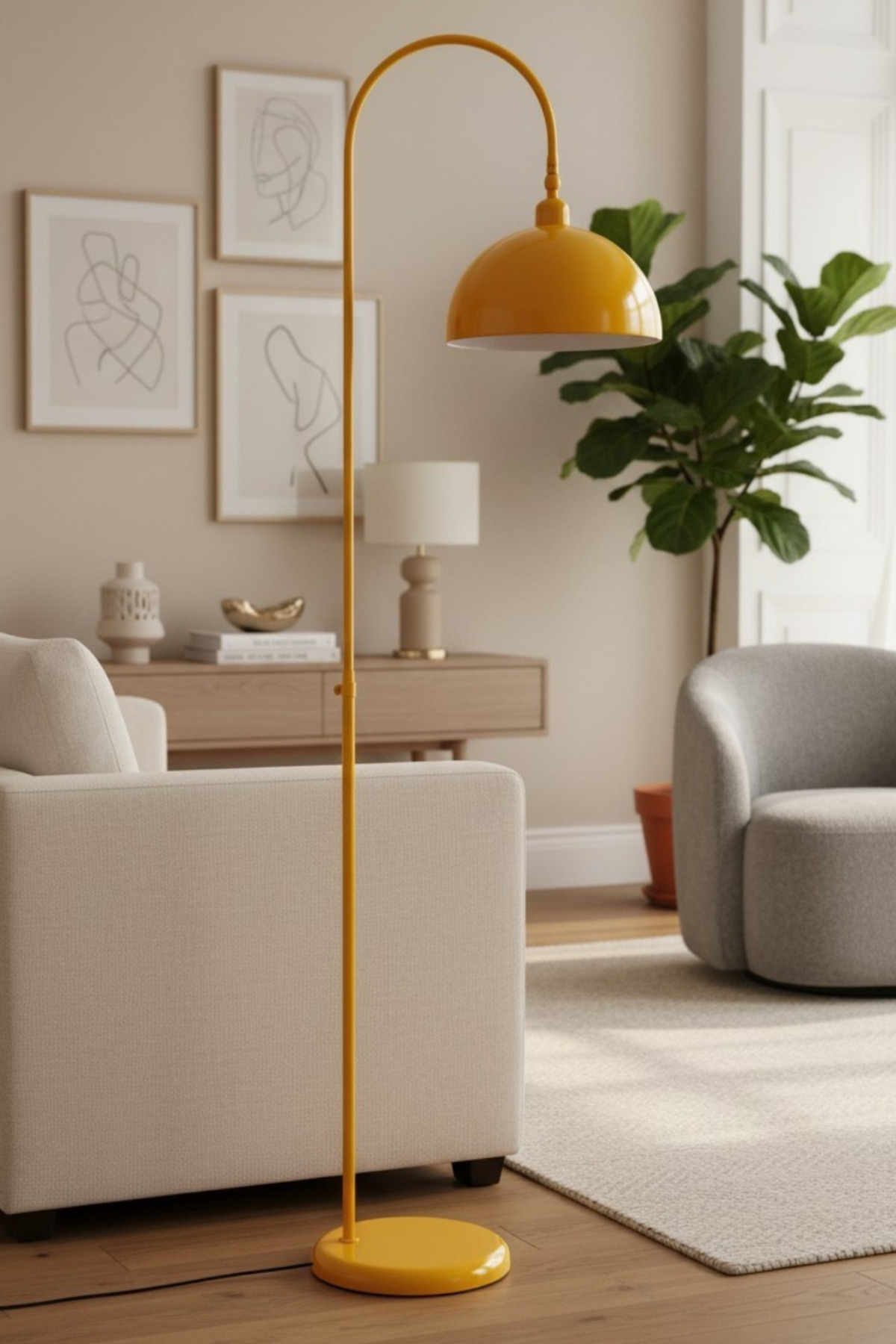 Yellow Floor Lamp Moving Head Modern Decorative Metal Living Room Study Room Floor Lamp