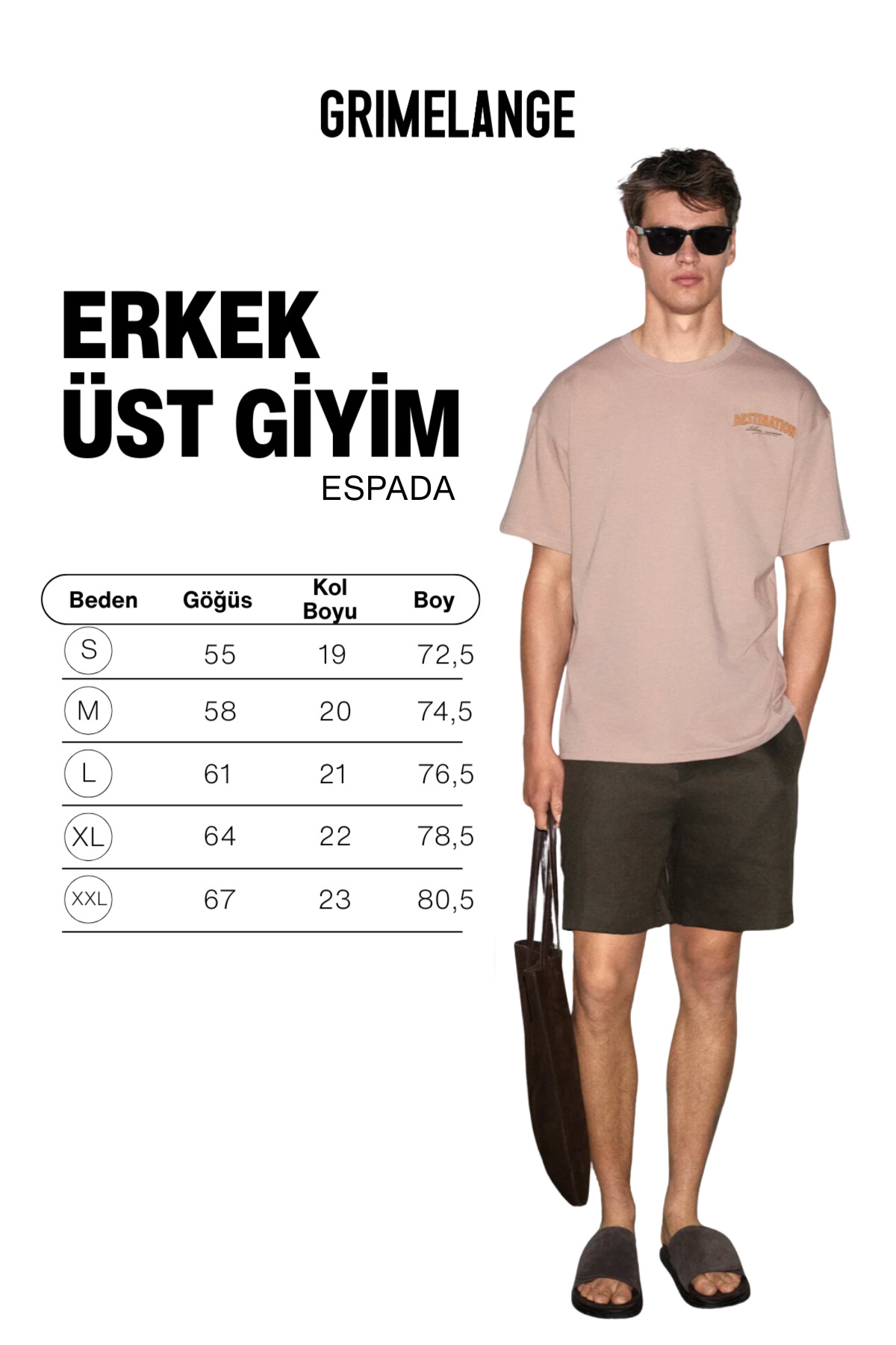 GRIMELANGE ESPADA Erkek %100 Organik Pamuklu Yuvarlak Yakalı Baskı Detaylı Pudra T-Shirt görsel 6