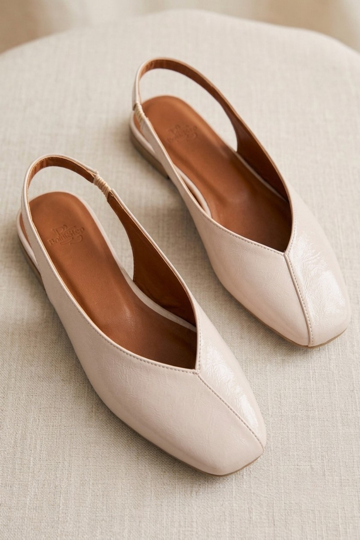 Genel Markalar Siena Kadın Bej Kare Burun Babet Slingback görsel 4