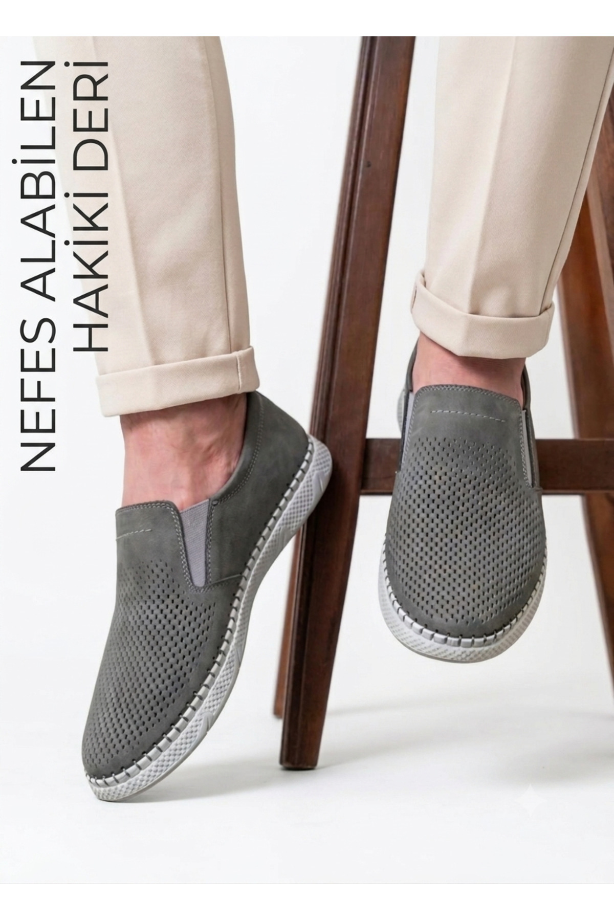 D&M DANİ&MARCA Erkek Hakiki Deri Ayakkabı, Günlük Ayakkabı, Yazlık Ayakkabı , Loafer Ayakkabı Füme Nubuk