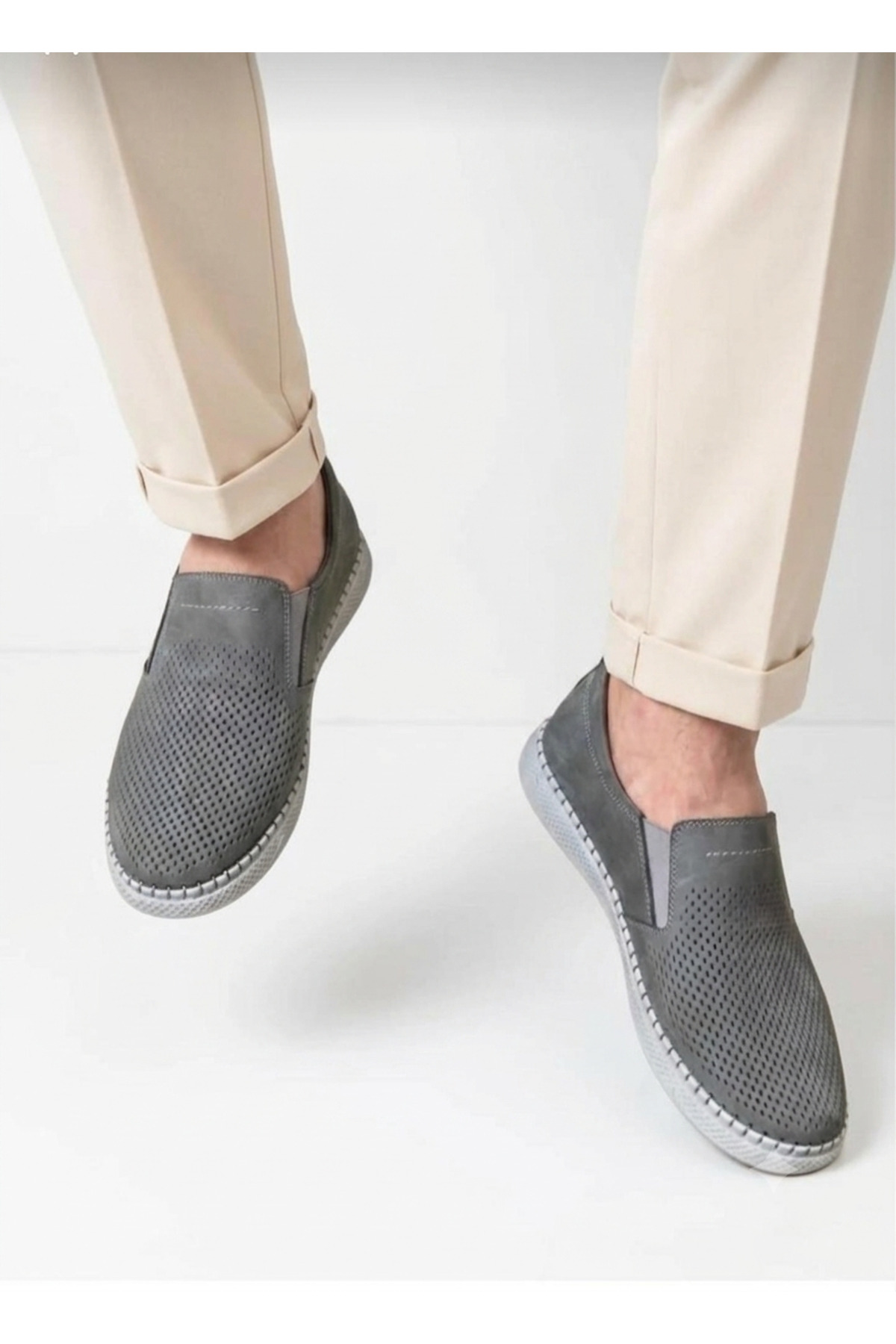 D&M DANİ&MARCA Erkek Hakiki Deri Ayakkabı, Günlük Ayakkabı, Yazlık Ayakkabı , Loafer Ayakkabı Füme Nubuk görsel 3