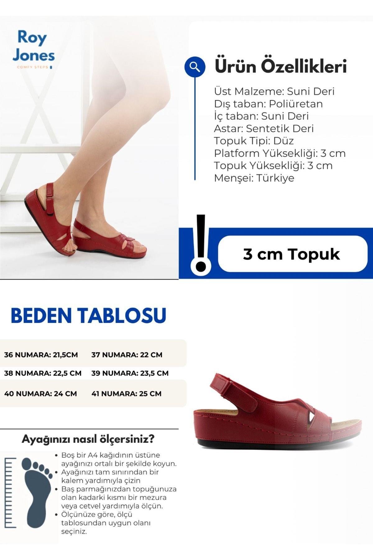 Roy Jones Kadın Ortopedik Anatomik Tabanlı Topuklu Konfor Modeli Anne Orta Yaş Genç Şık Sandalet Terlik görsel 8