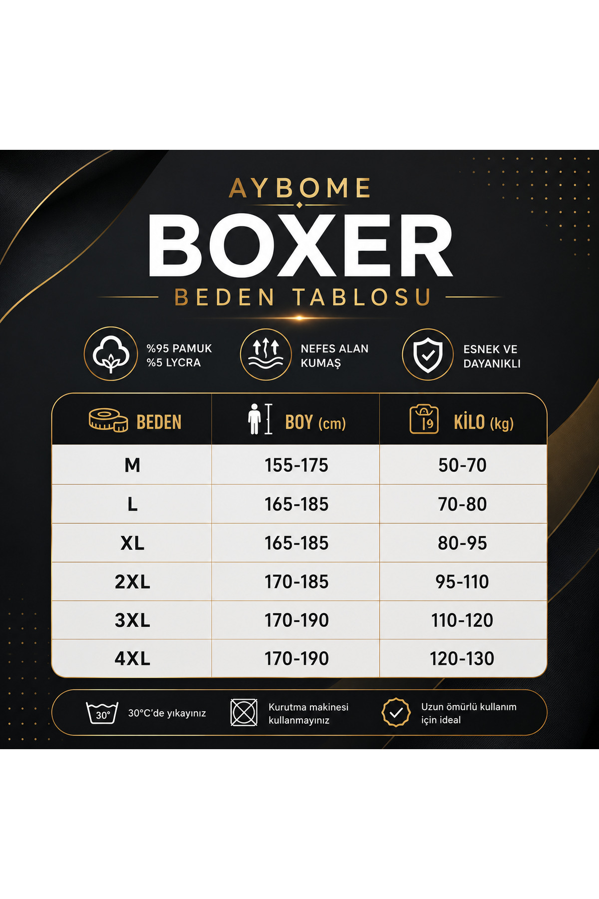 Aybome Erkek Boxer Nefes Alan Kumaş Terletmeyen Rahat Kalıp görsel 4