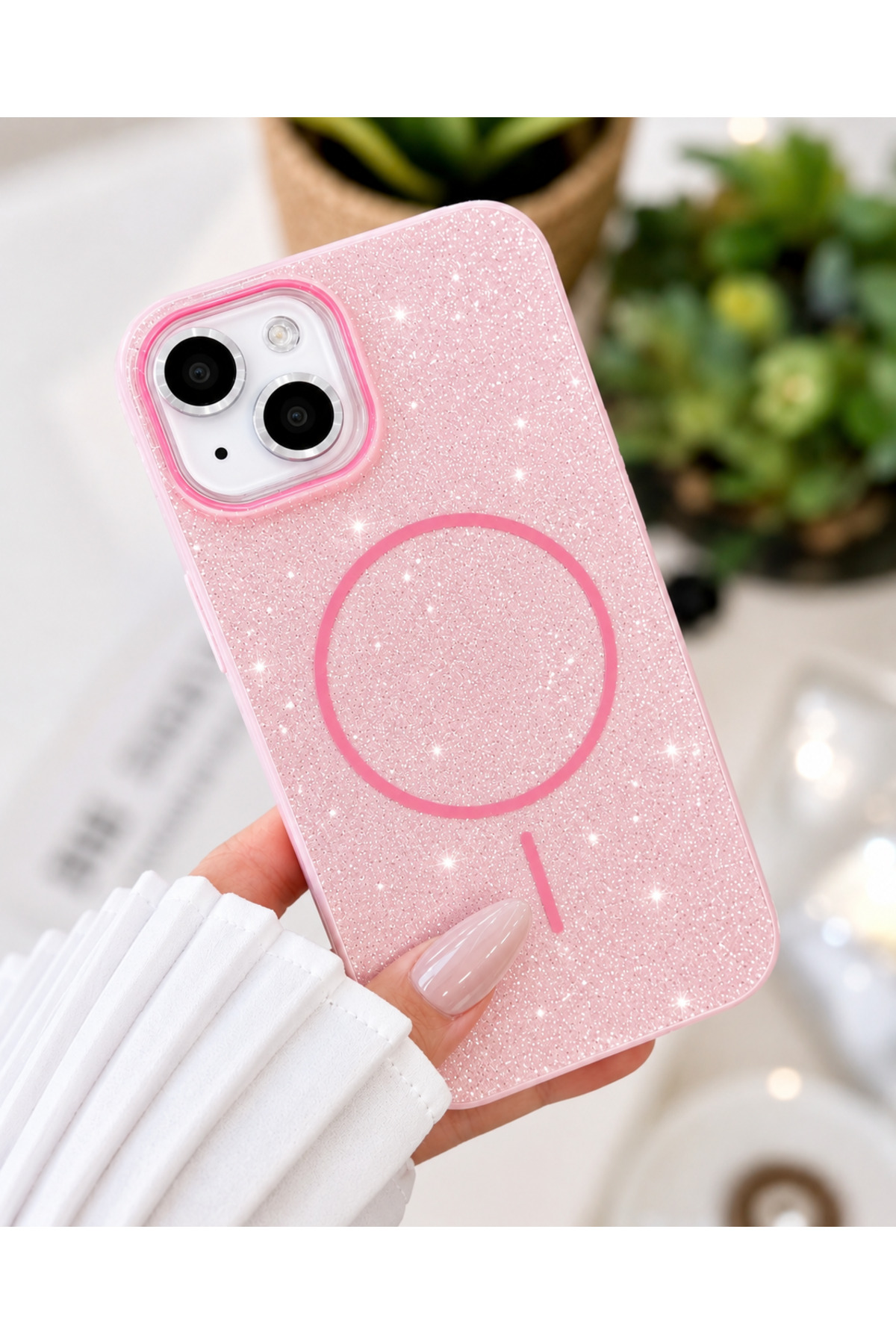 Iphone 15 - 14-13 Compatible Anti-Shock Protective Case with Glitter MAGSAFE