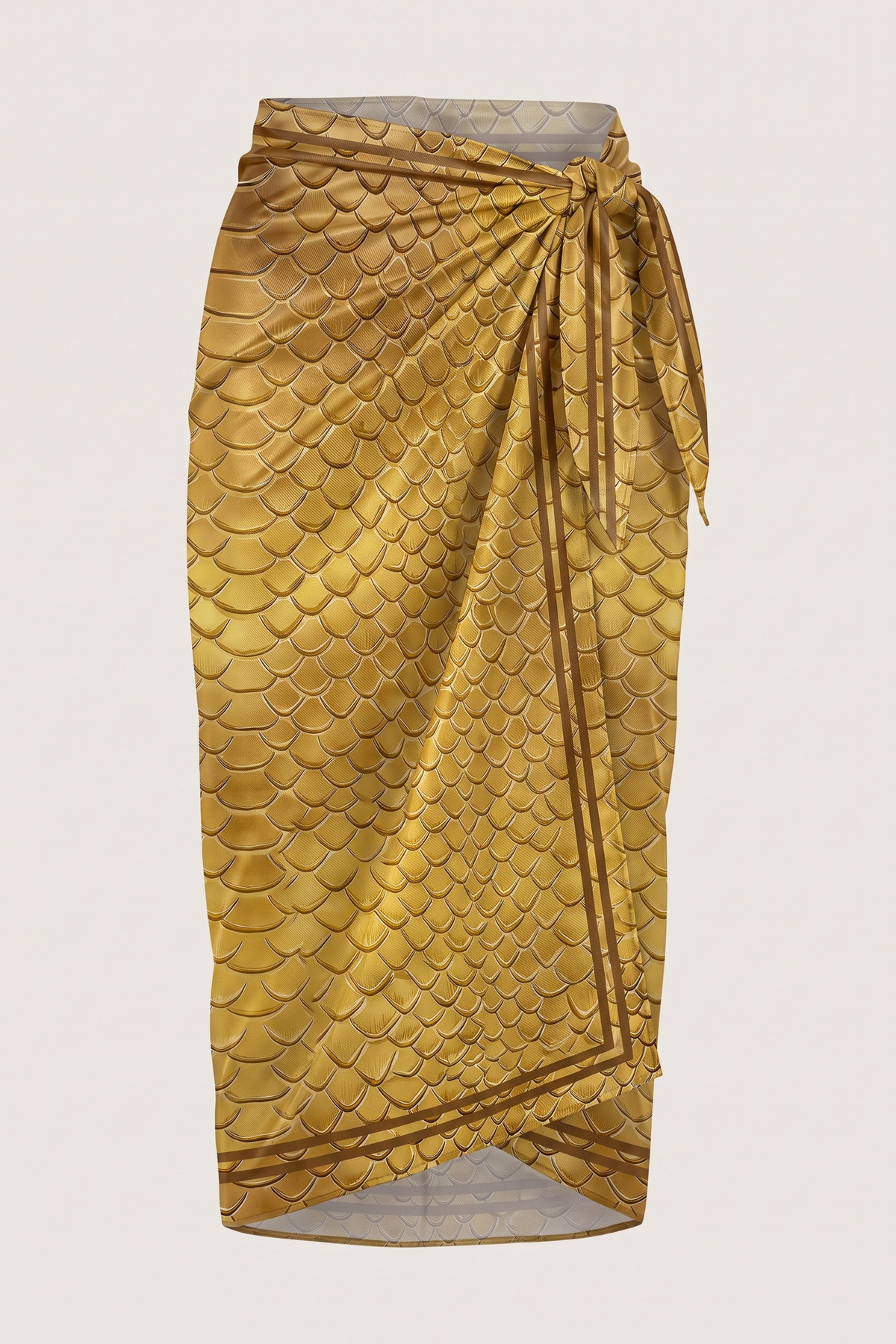 Golden Scales Patterned Beach Beach Pareo - Shiny Fabric Without Interior - 75x155 cm