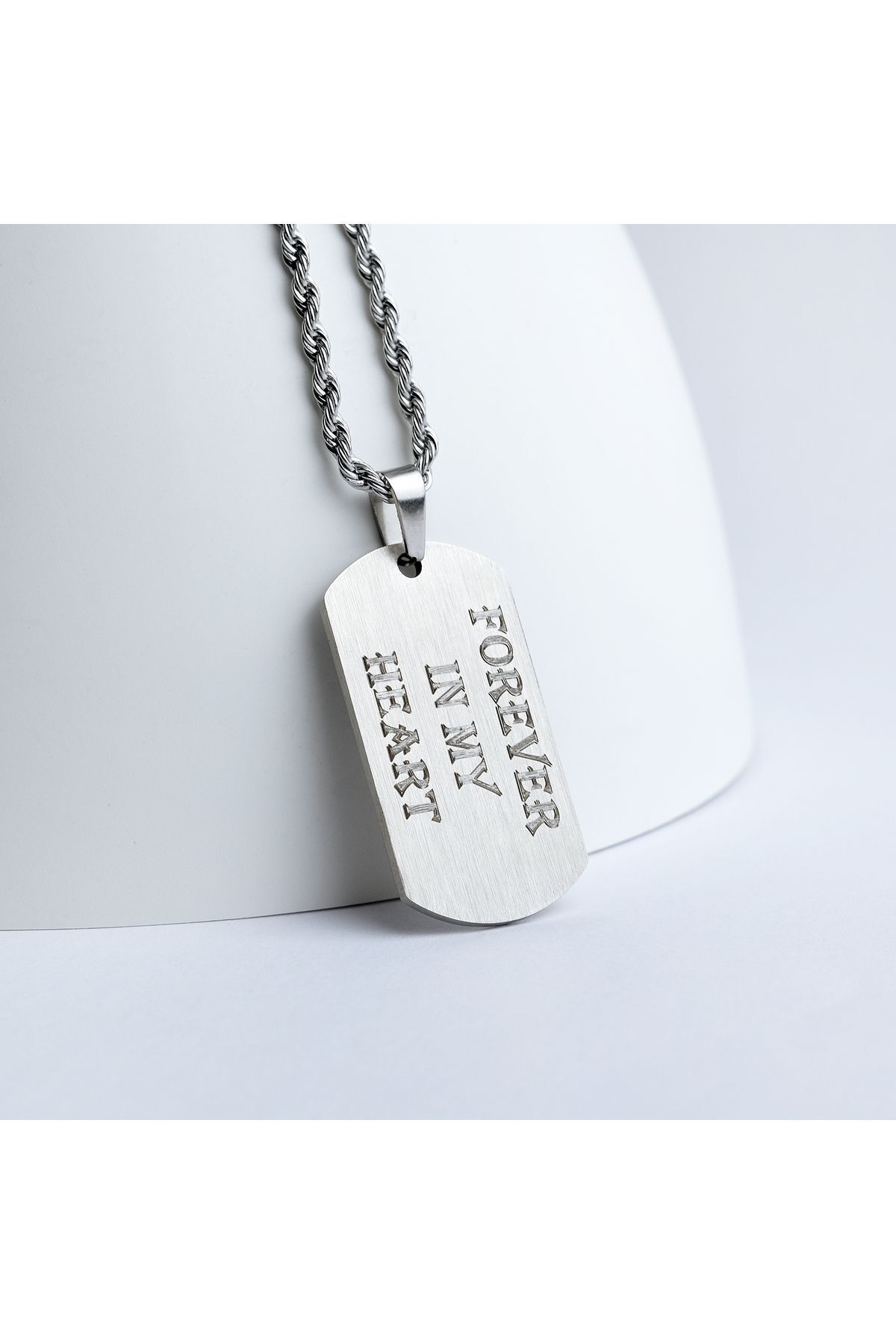 Satürn Silver Kuyumculuk Çelik İsimli Asker Künyesi Modeli Unisex Kolye