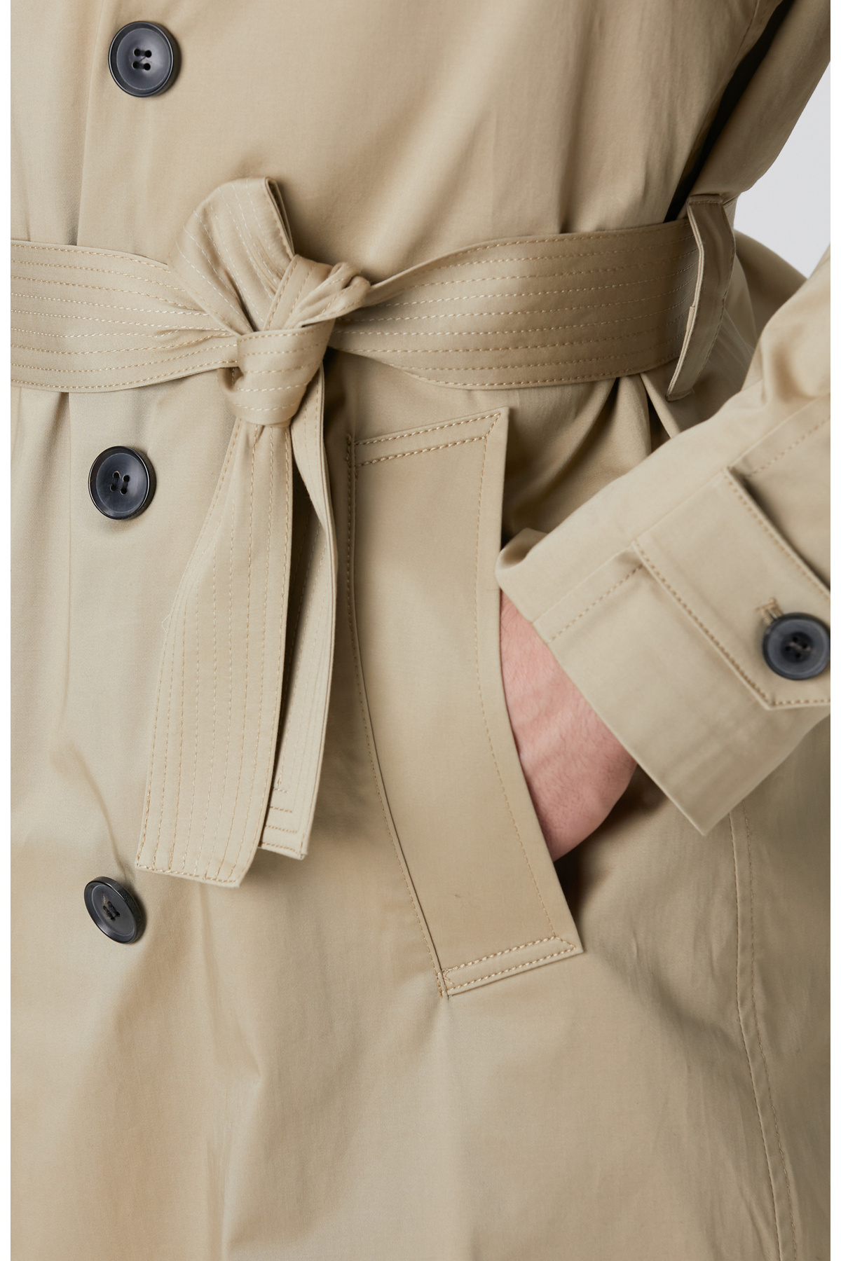 Network Camel Apoletli Kruvaze Trenchcoat görsel 7