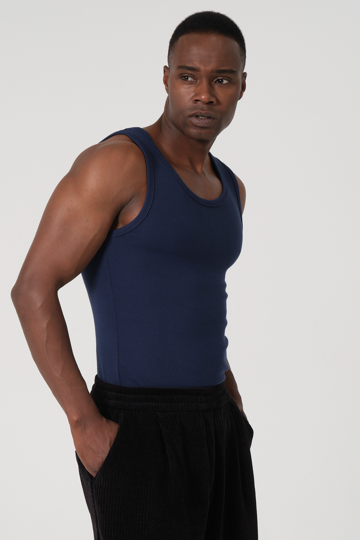gamaro Erkek Halter Yaka slimfit Sporcu Likralı Atlet görsel 2
