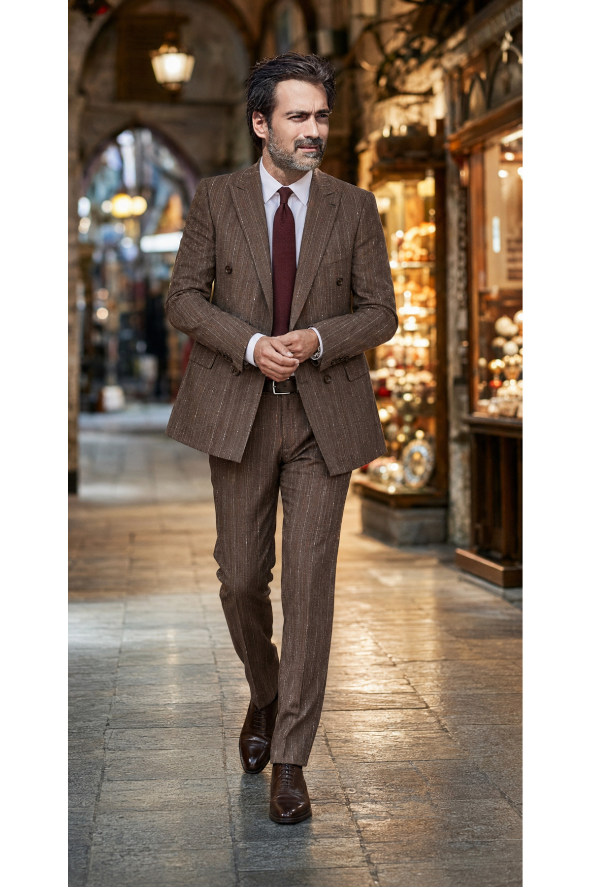 PARLAMENTER Fabio Cassel Kurvaze Takım Elbise Erkek Premium Slim Fit Çizgili Klasik görsel 3