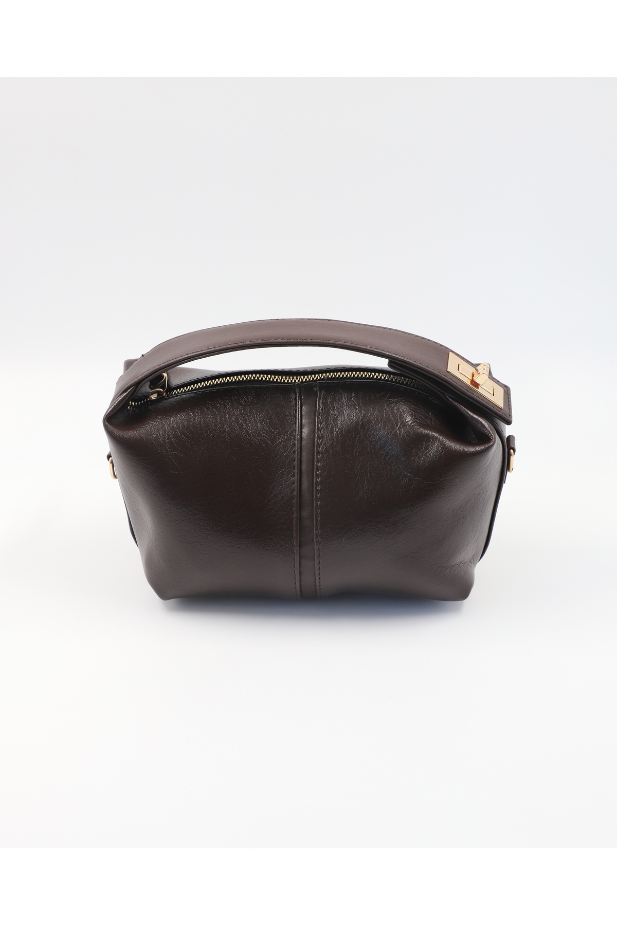 lalettobags Kadın Kahverengi Lilyum Model Kilit Detaylı El Ve Ayarlanabilir Askılı Omuz Çantası görsel 4