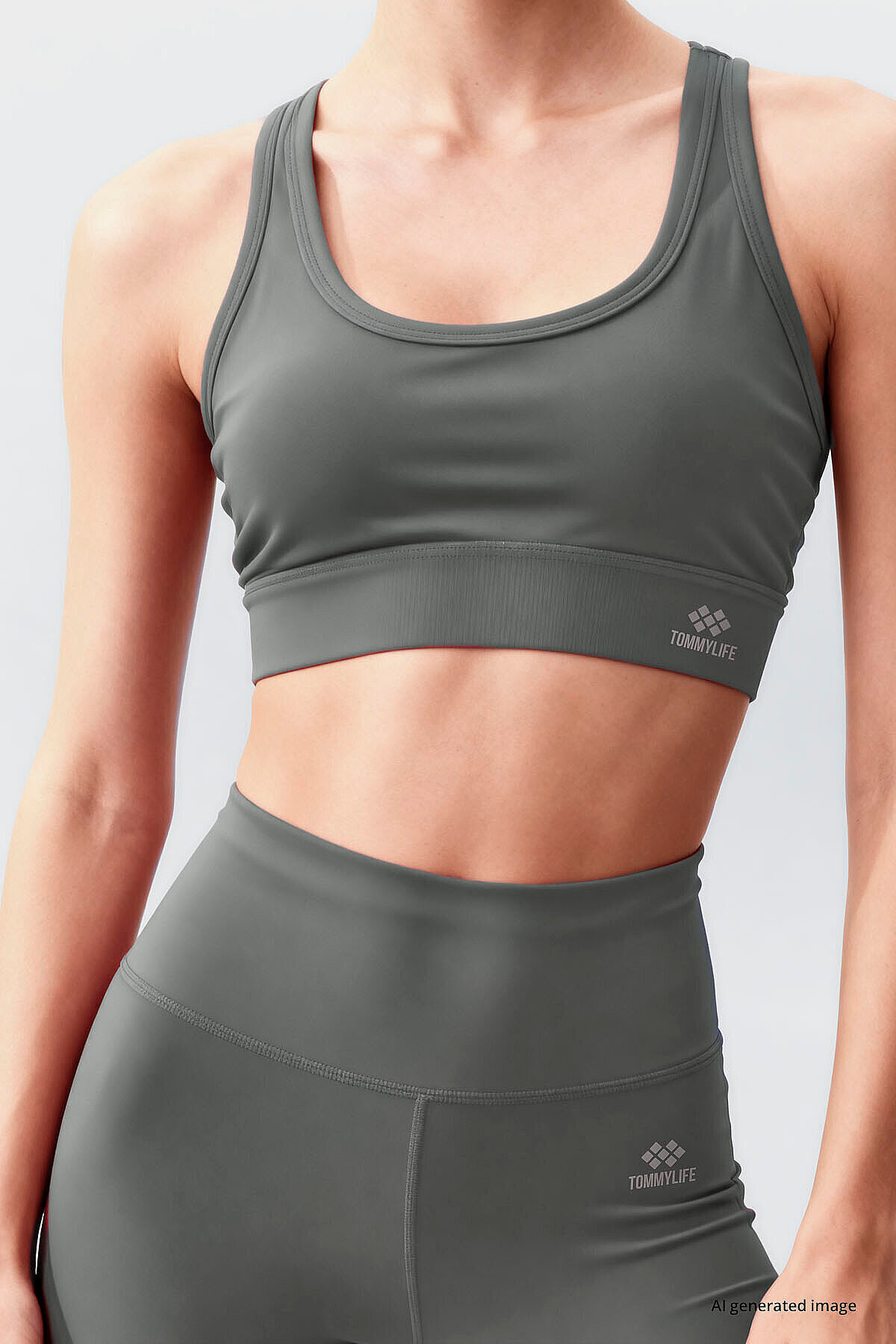 TOMMY LIFE Çağla Yüksek Bel Toparlayıcı Çapraz Sırt Detaylı Slim Fit Kadın Tayt Takım - 95283 görsel 2