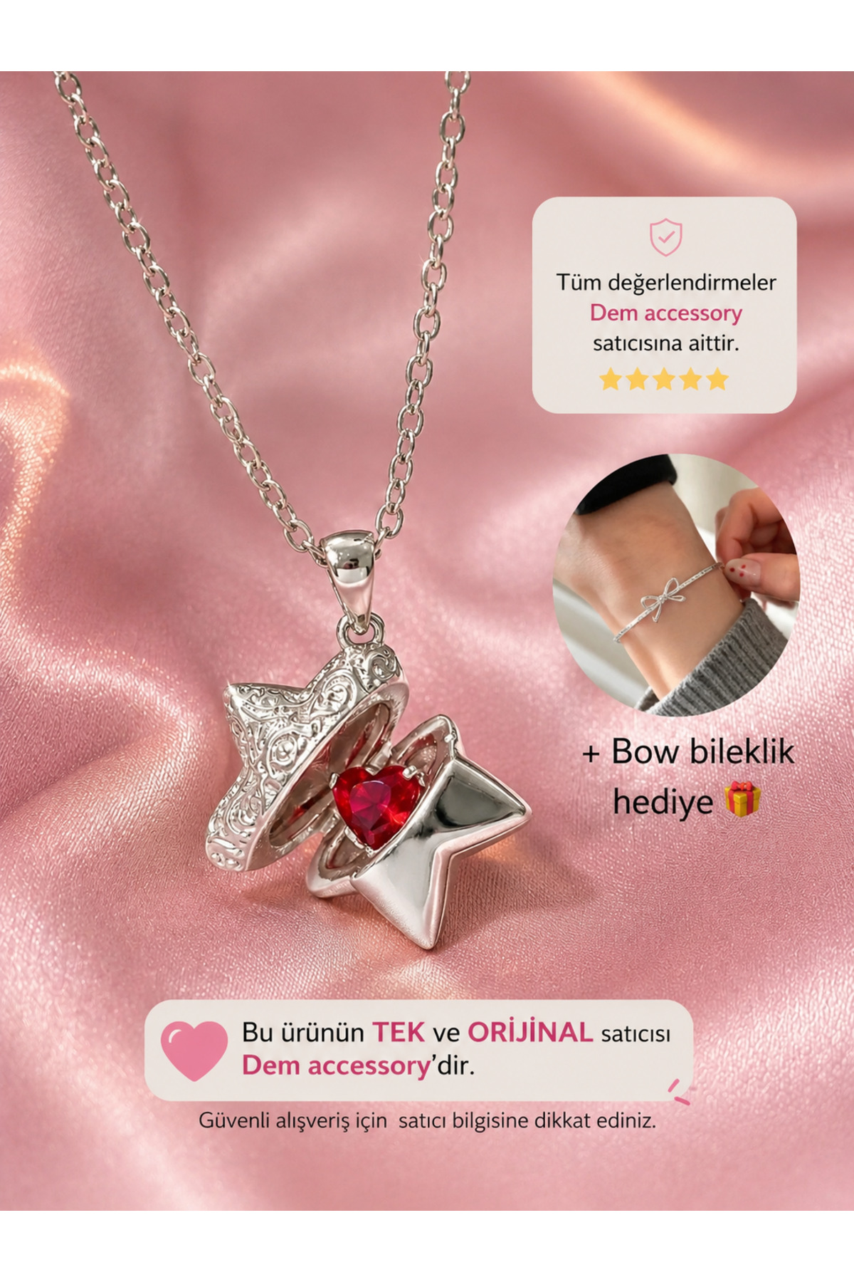 Dem Accessory Çelik | Love Locked Star Kolye