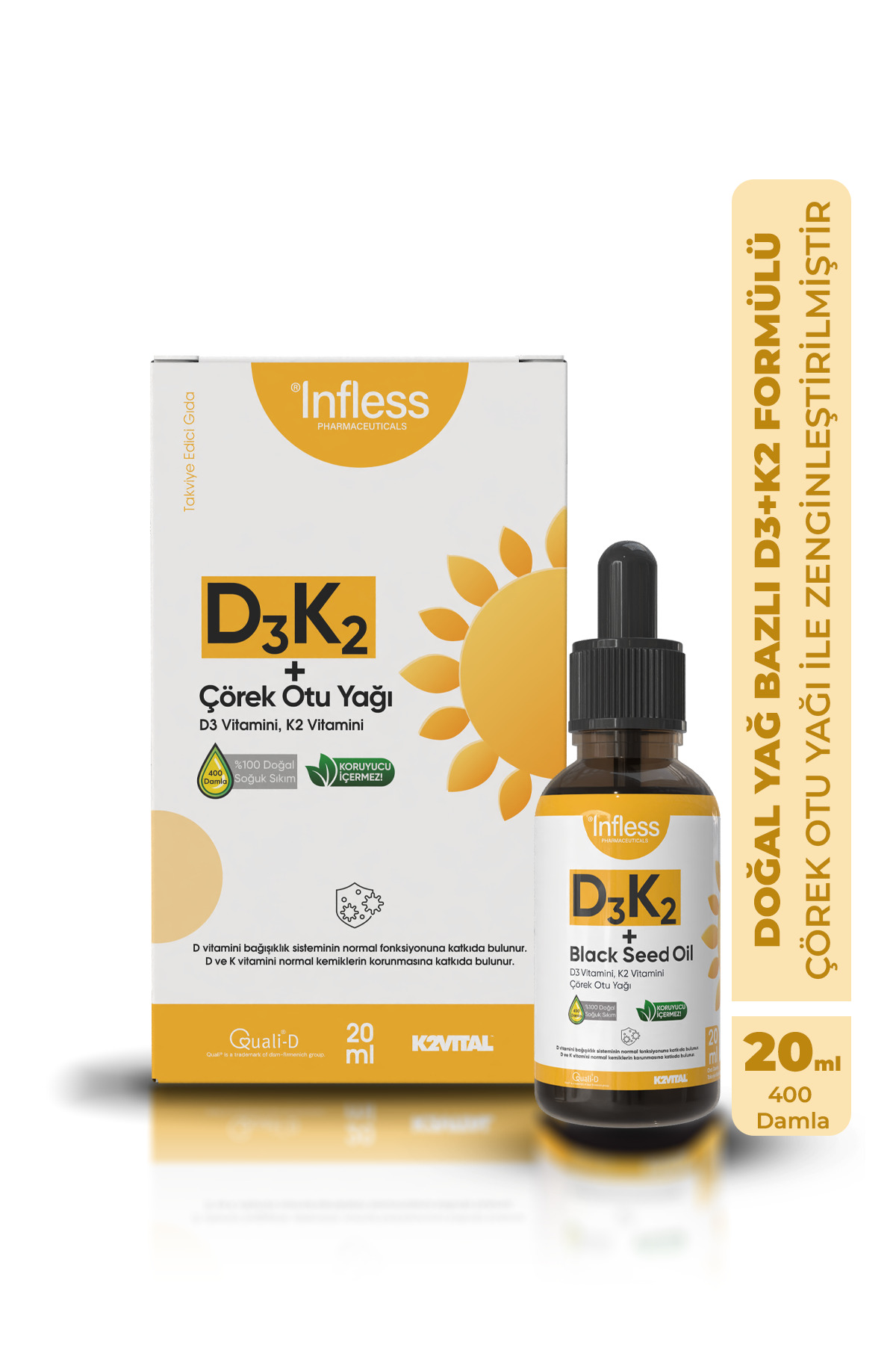 Infless 4ü1 Yerde Paket (Magnezyum, D3K2, Omega3, MCT Oil