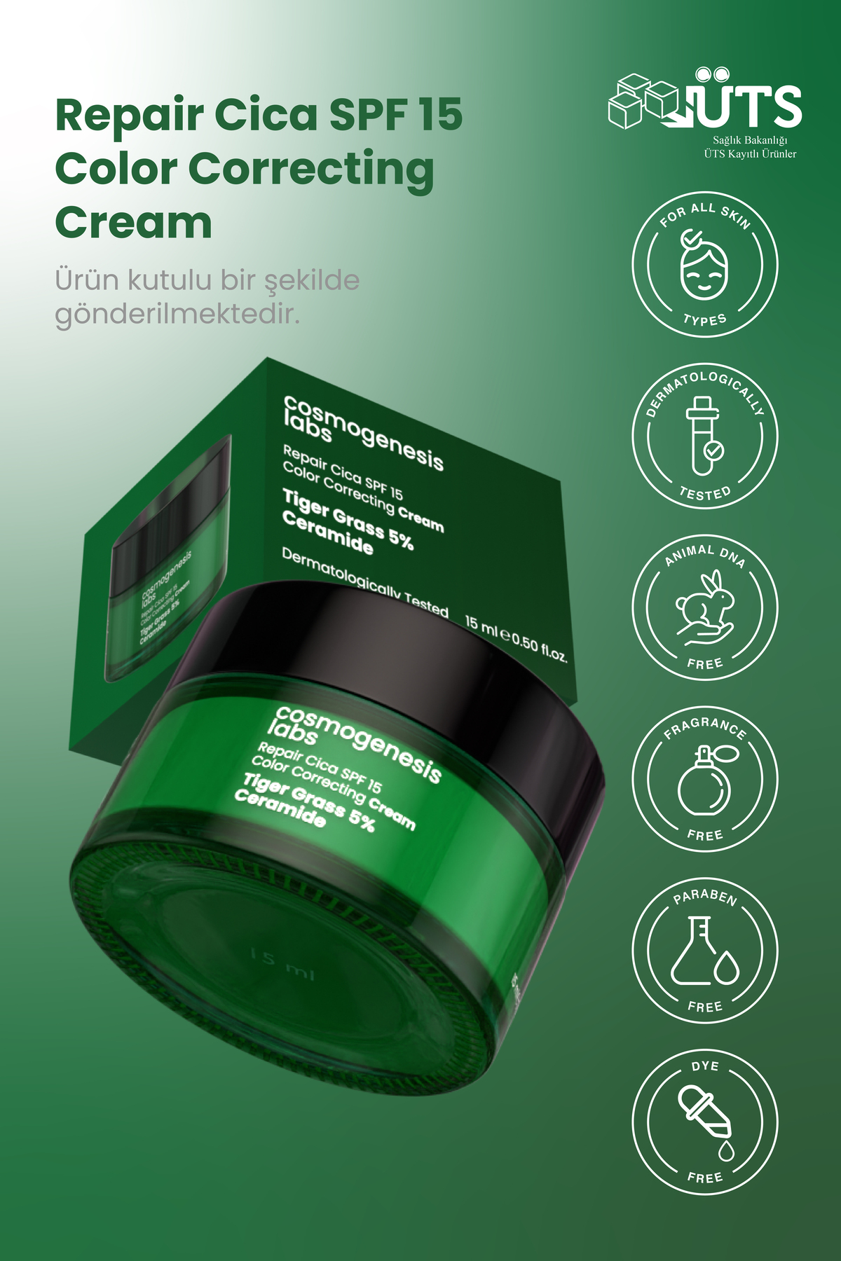 کرم سیکا تون ایون تایگر گرس ۱۵ میلی‌لیتر - ترمیم‌کننده و مرطوب‌کننده با SPF 15 و محافظت گیاهی — CGL196 — تصویر 7 از 8