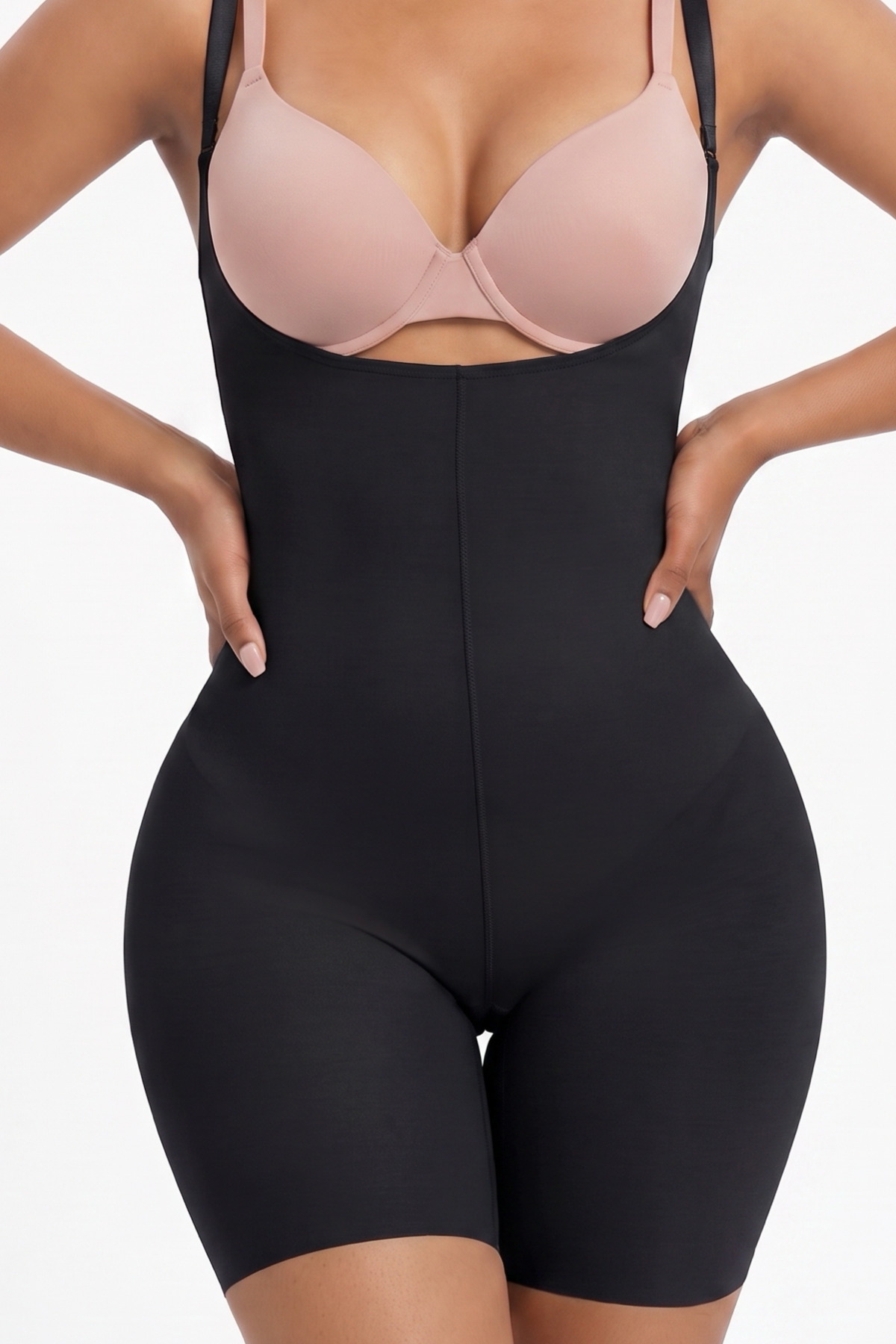 MİSTİRİK Pagliye Model Lazer Kesim İz Yapmayan Askılı Şort Toparlayıcı Korse Siyah Renk görsel 4