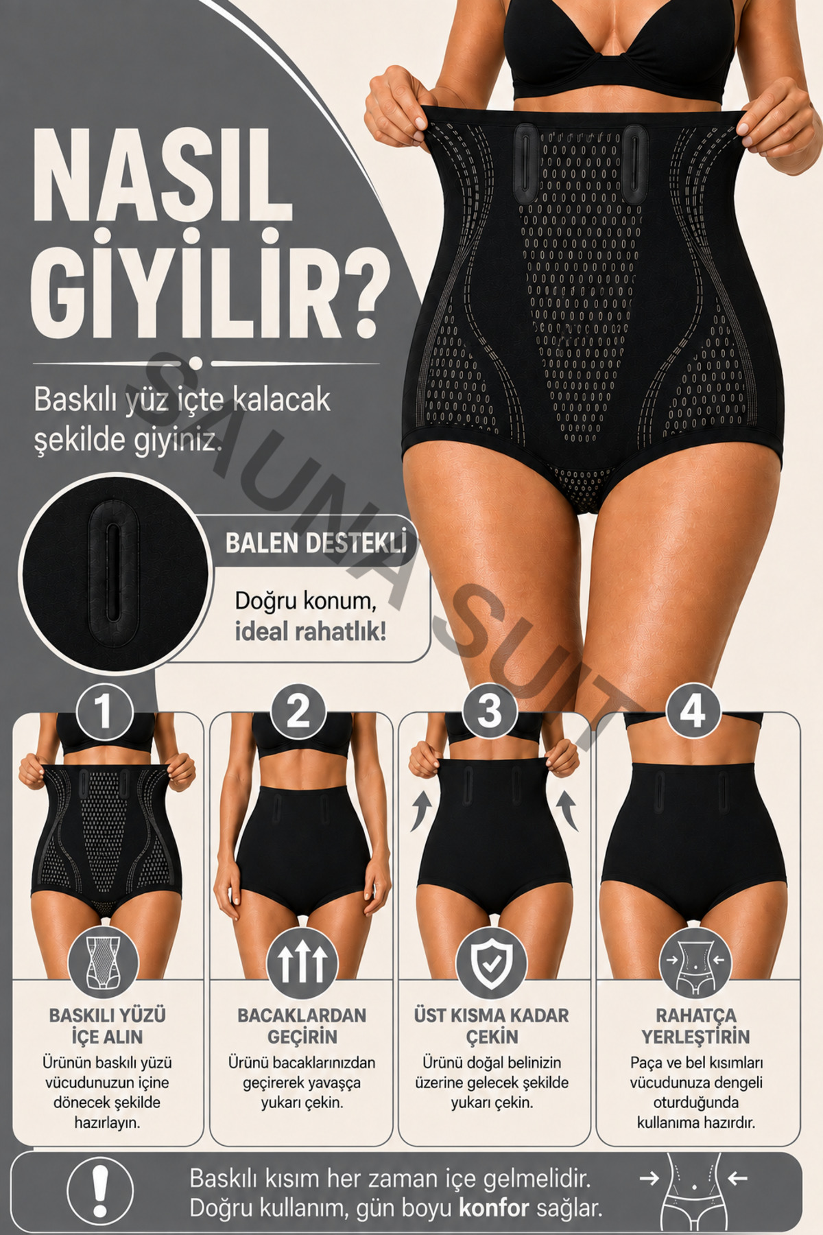 SAUNA SUIT Kadın Korse İyonizer Lazer Kesim Korse V-Kontrol Bel Göbek Popo Sıkılaştırıcı Korse Külot görsel 3