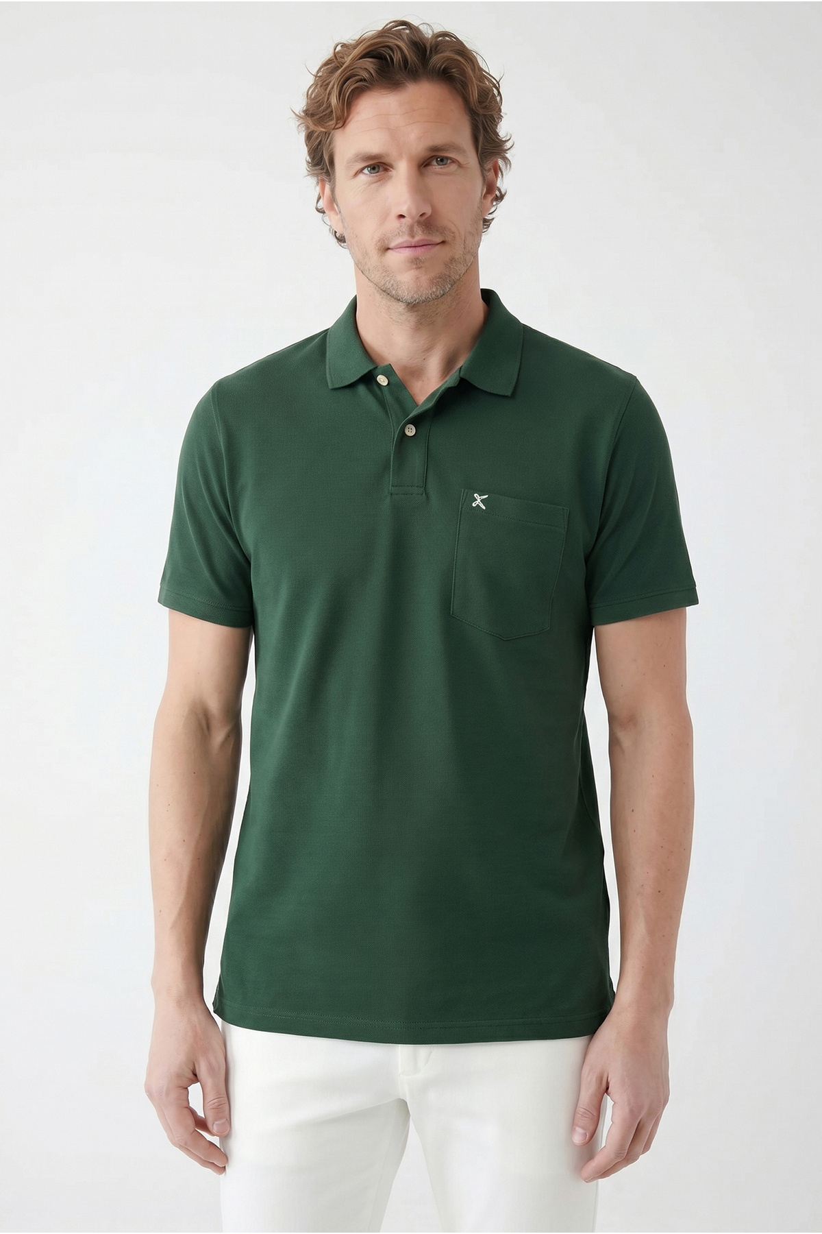 Kiğılı Polo Yaka Regular Fit Cepli Nakışlı %100 Pamuk Tişört görsel 4