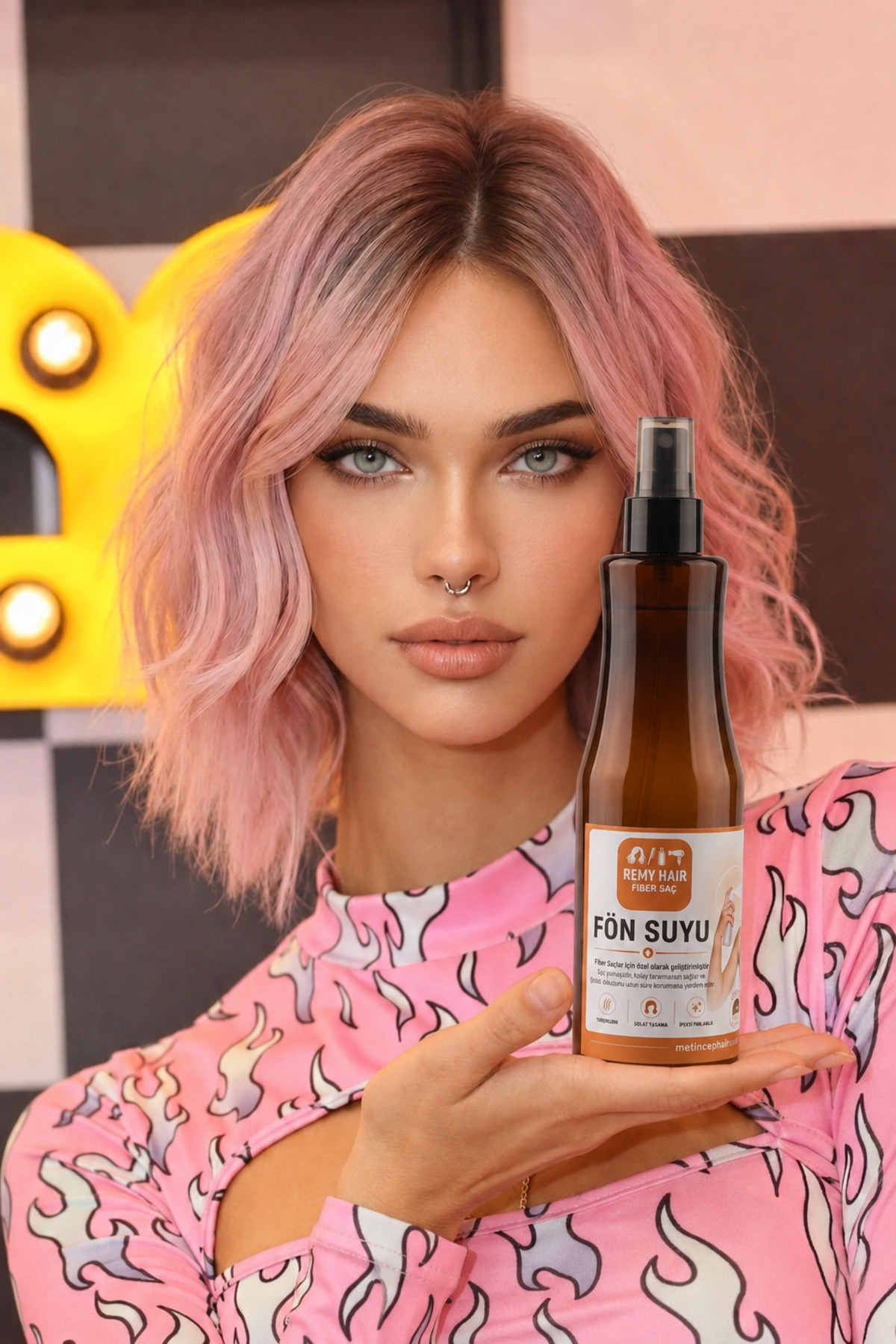 Fiber & Sentetik Peruklar İçin Kolay Tarama ve Dolaşıklık Açma Seti - 400 ml Fön Suyu + Ahşap Açma Tarağı - Pimli Tarak Fırça & Açma Spreyi — NS0255 — تصویر 2 از 6