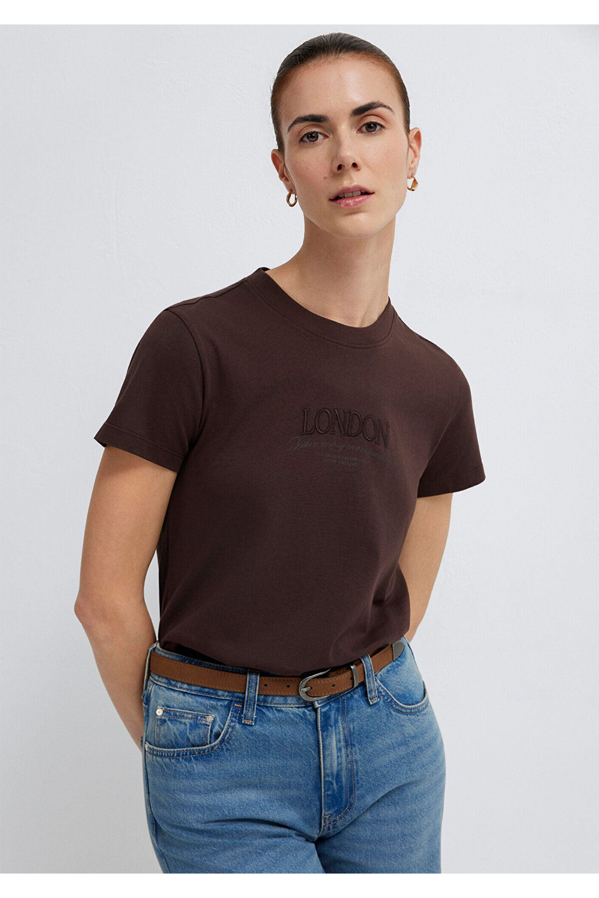 Mavi London Printed Brown T-Shirt Slim Fit / Narrow Cut 1614261-70240