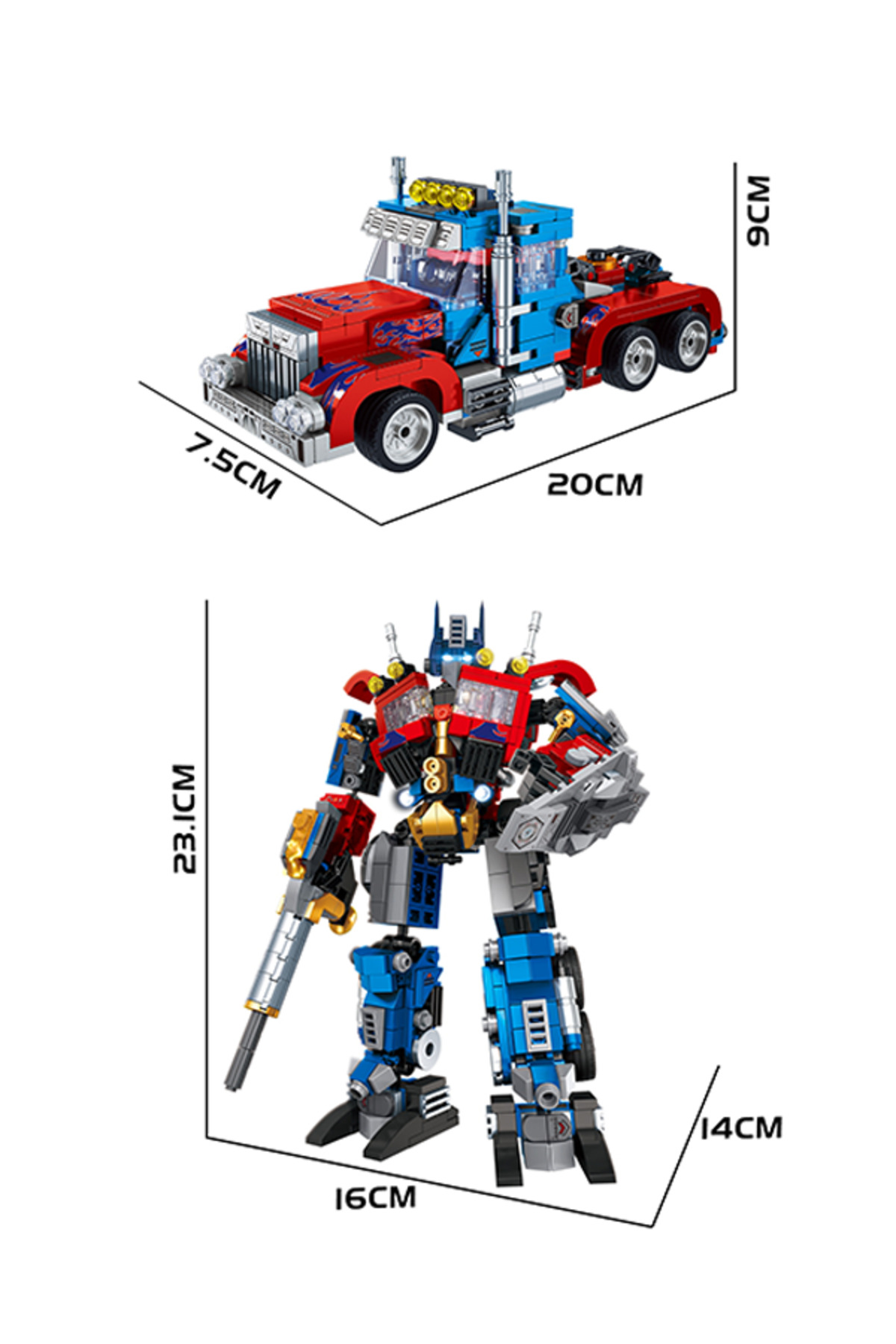 Gokidy 8in2 Dönüşebilen Robot ve Optimus Savaşçı Blok Seti - 725