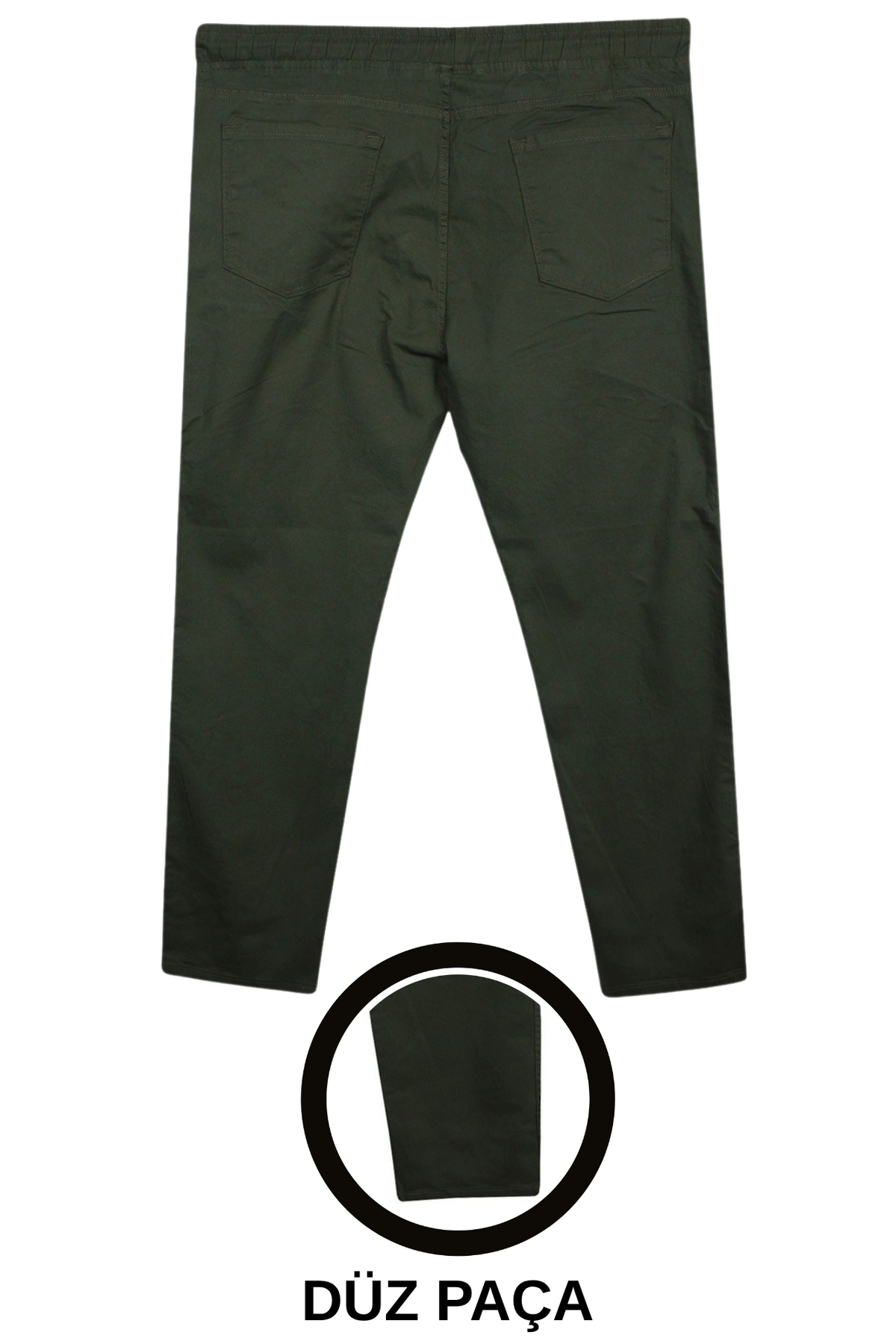 marufshop Battal Beden Erkek 100-156 Kilo Arası İçin Uygun Bedenli Düz Paça Bağcıklı Gabardin Pantolon Haki görsel 3
