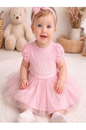 NS ATEİLER Little Princess Tütülü Kız Bebek Elbise – Pudra Pembe Mercan Prens...