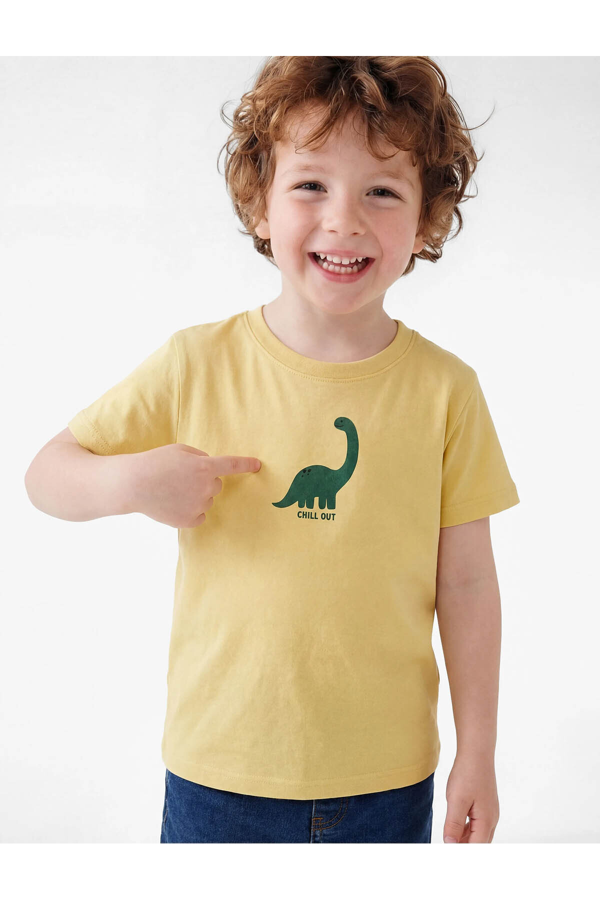 pururunpandaさま＊確認ページです Koton Pamuklu Dinozor Baskılı Yeşil Erkek Bebek T-Shirt