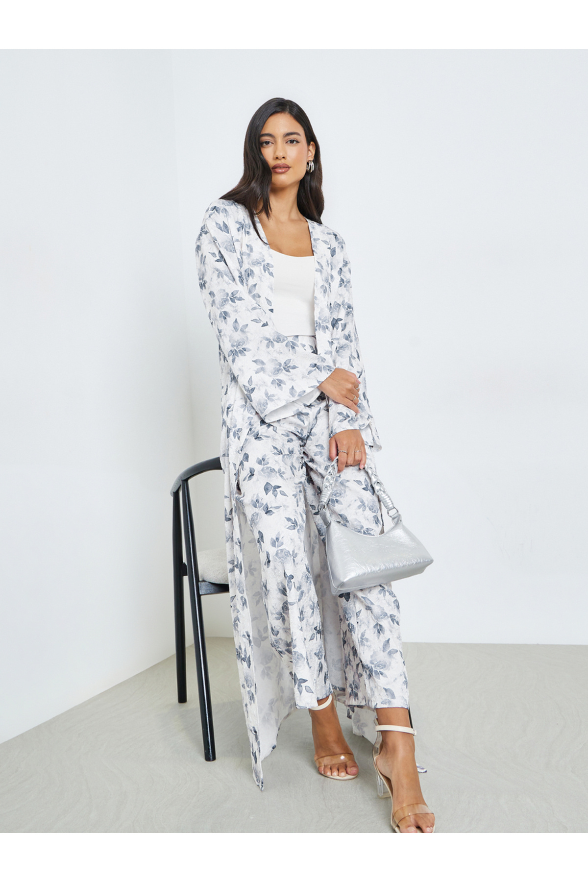 Styli Floral Print Kimono and Trousers Set Co-ords