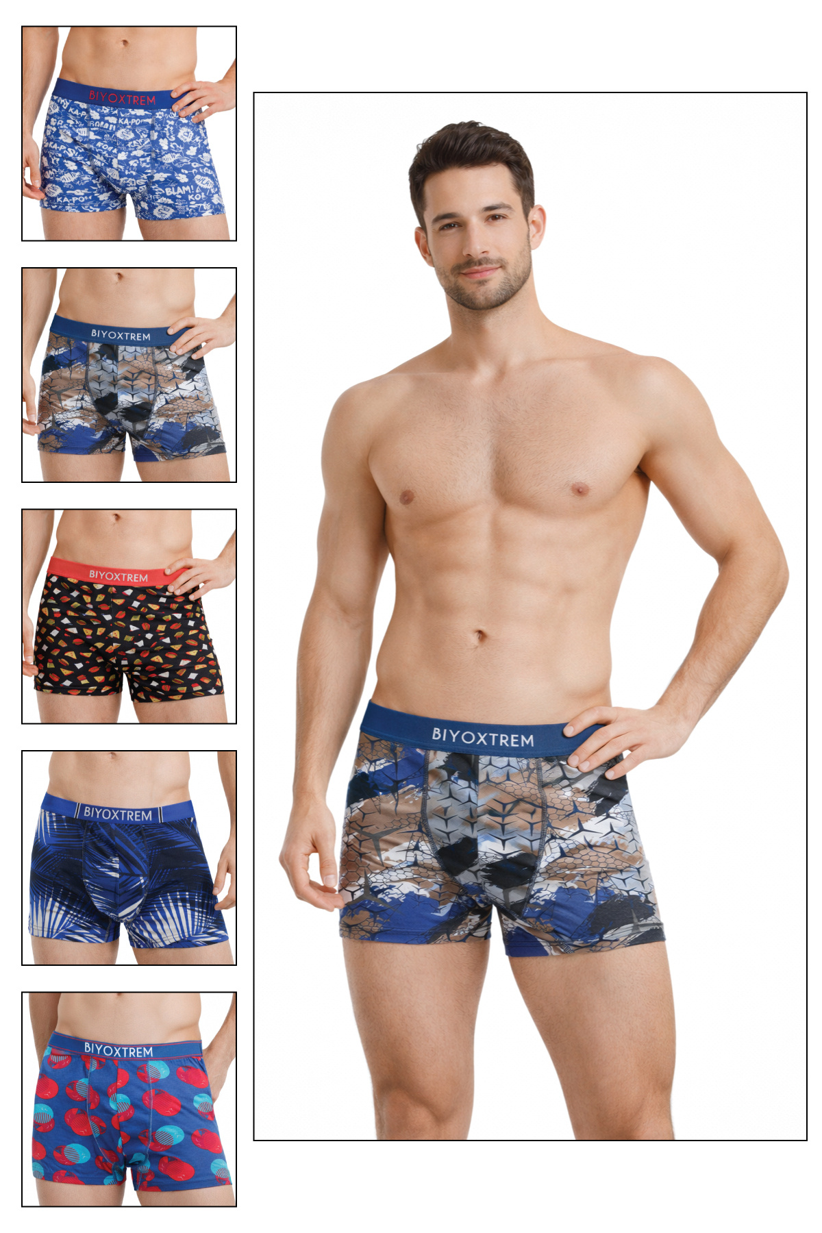 BİYO XTREME Erkek Desenli Boxer 5'li Paket Likralı