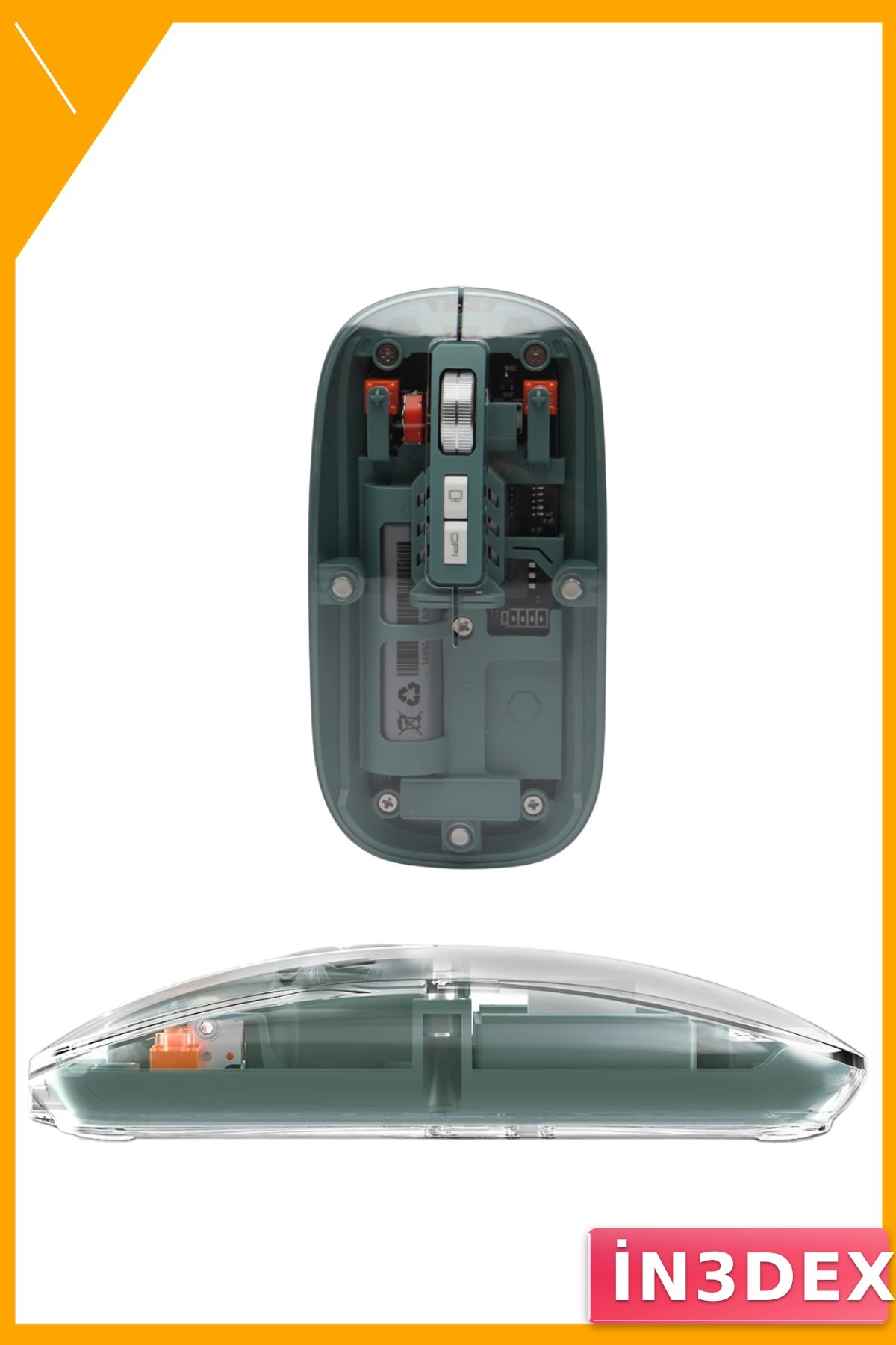 Kablosuz Sessiz Mouse Bluetooth USB Şeffaf Tasarım