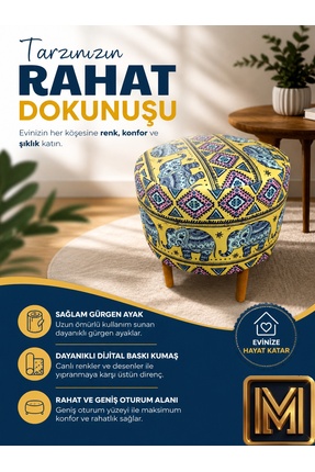 MEDET HOME DİDAY FİLL puf f trend puf koltuk puff bench dekoratif bohem doğal...