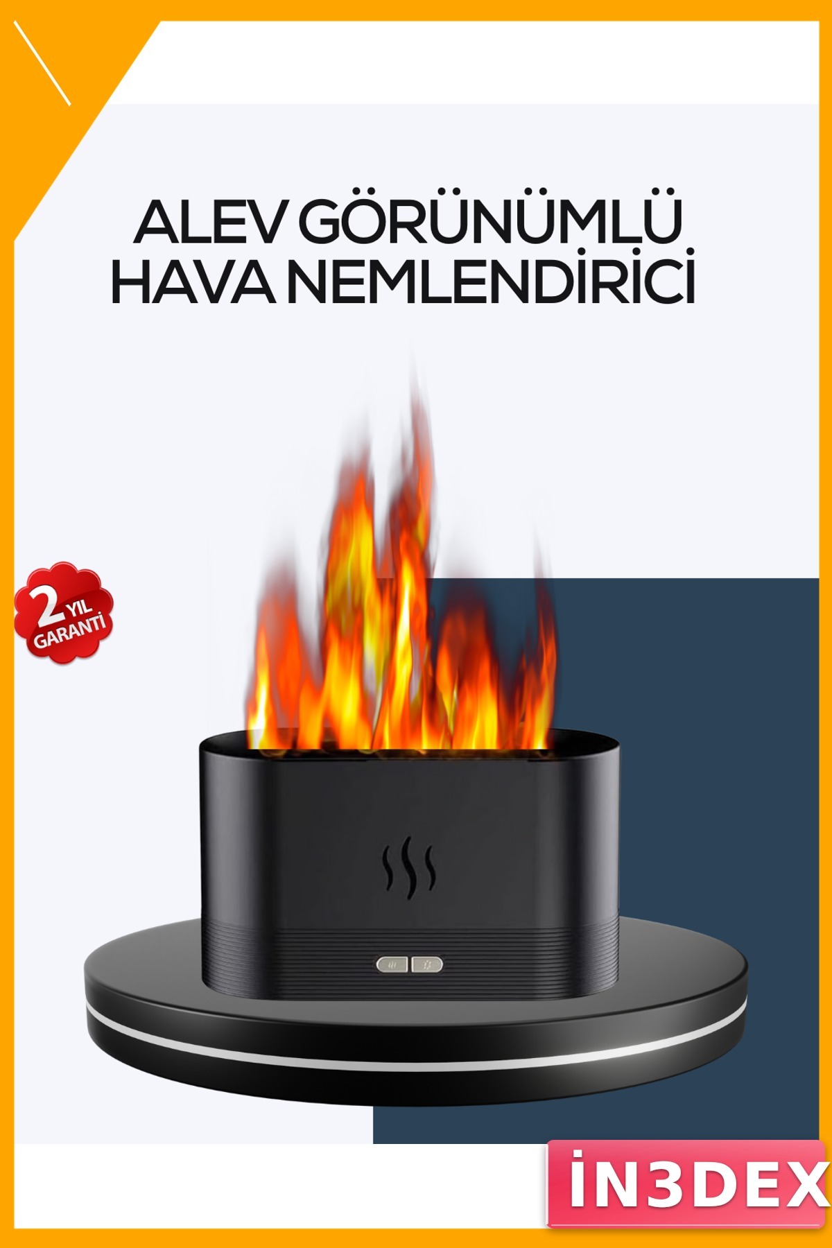 Alev Efektli Aromatik Oda Kokusu Difüzörü LED Işıklı Nemlendirici