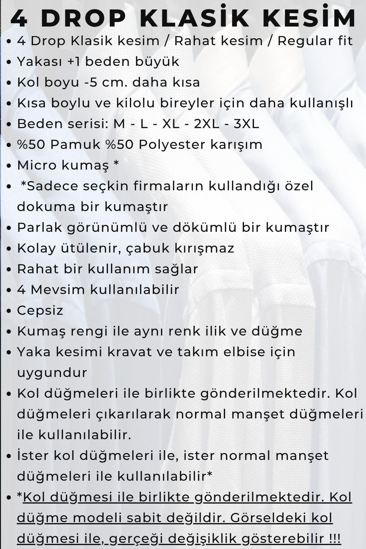 Dicotto Beyaz Ekstra Büyük Yaka 4 Drop Rahat Kesim Micro Kumaş Kol Düğmeli Regular Fit Erkek Gömlek // 189-1 görsel 3