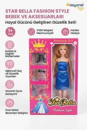 NASYONEL TOYS Star Bella Fashion Style Bebek Güzellik Seti ve Aksesuarları