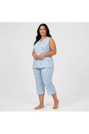 GAMDELLE MODA Kadın Bambu Büyük Beden Kapri Pijama Takımı