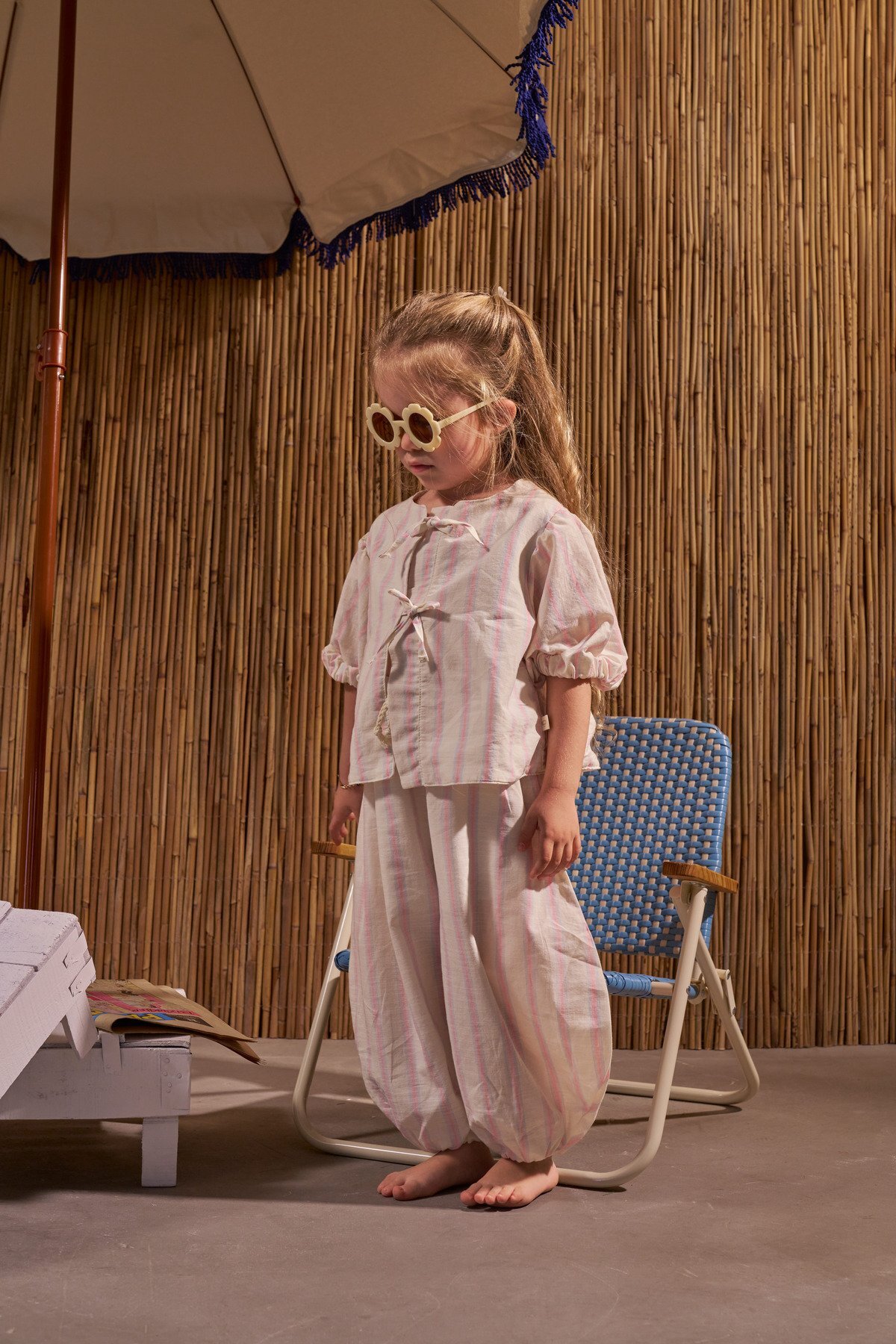 Ecru Brunch Club Series Bottom Top Set with Balloon Pants
