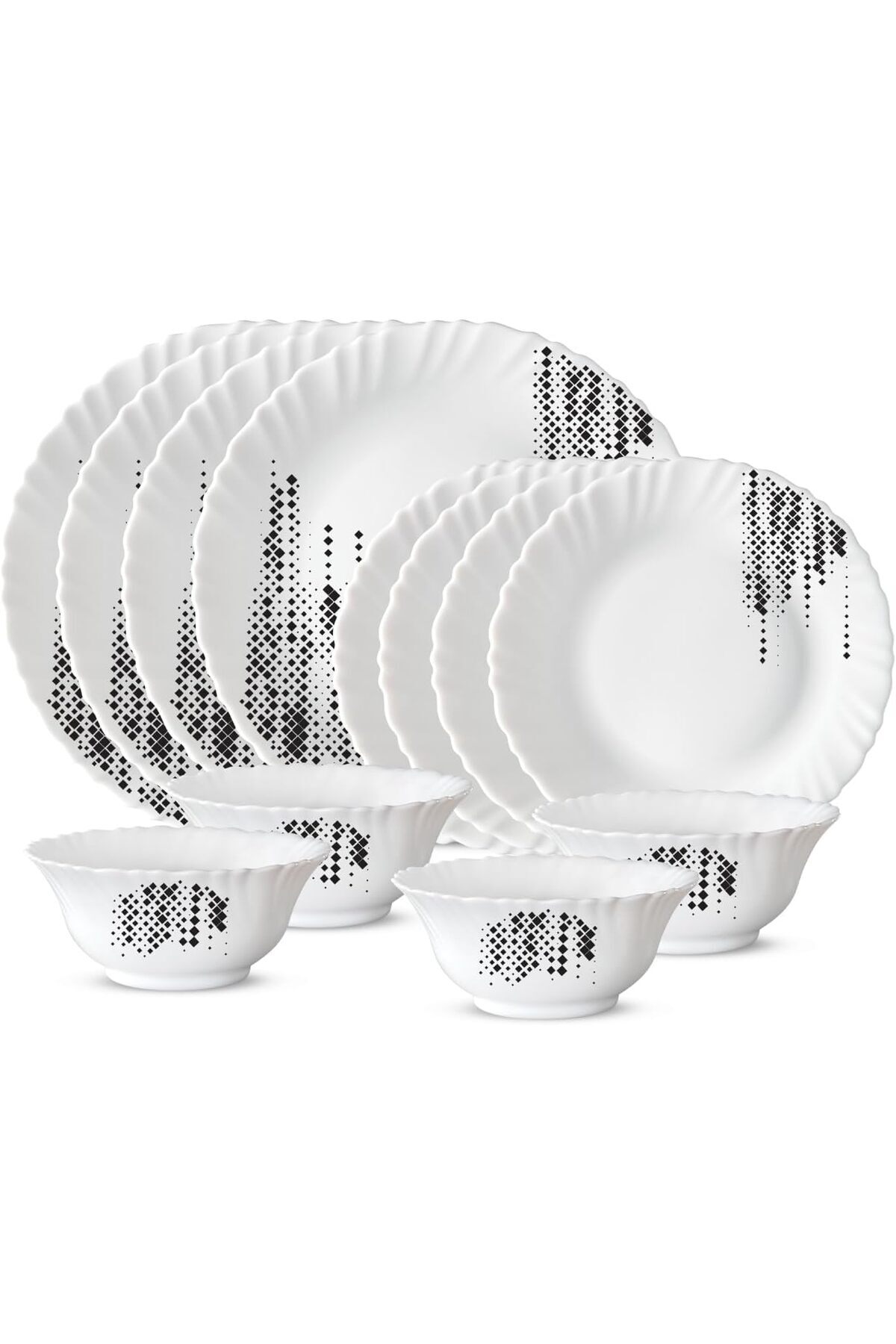 Borosil Lara Spring Full Opal Dinner Set, Green, 12-piece set