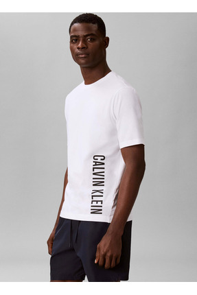 Calvin Klein Beyaz Erkek Normal Logo Baskılı T-Shirt LV00NM3019100