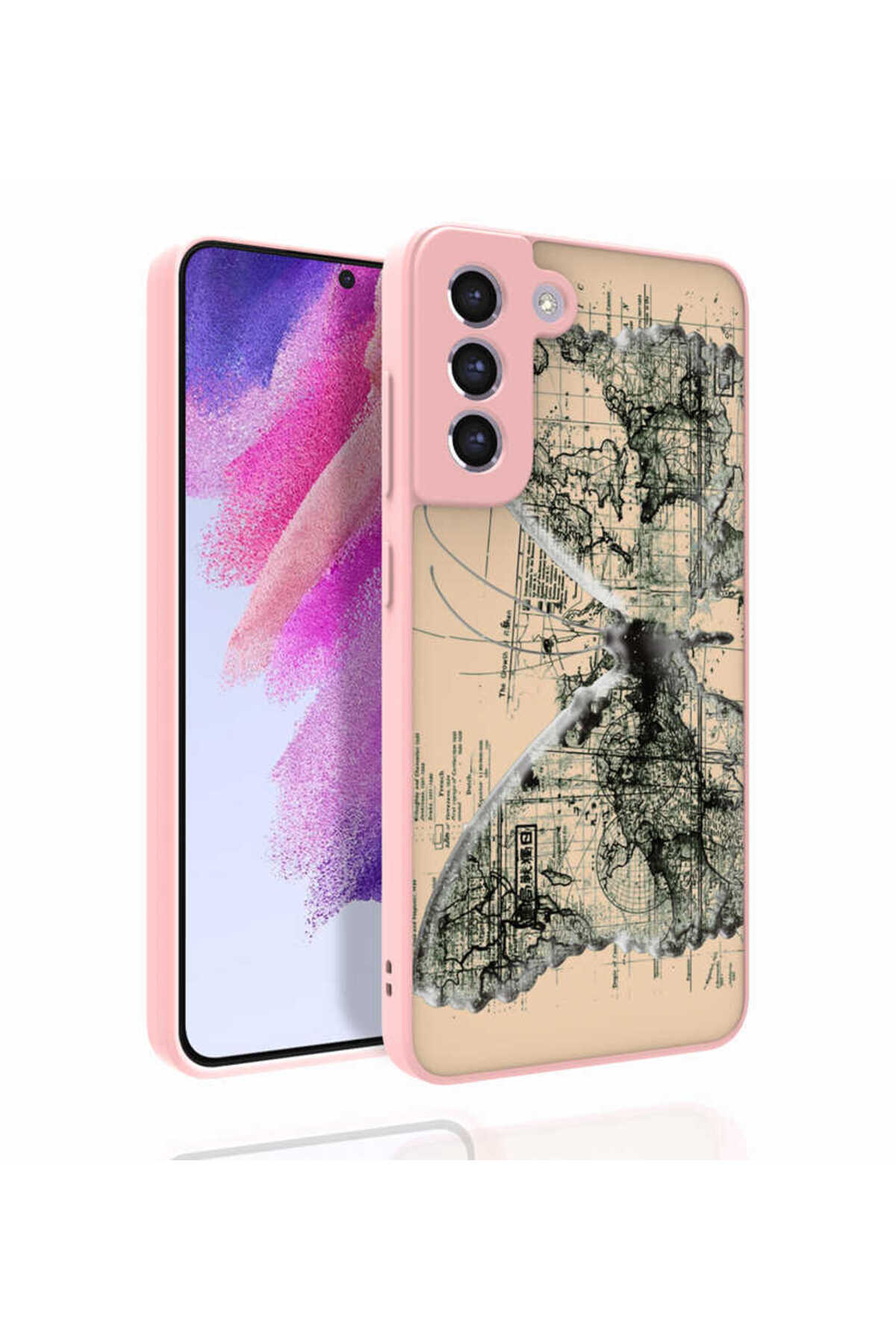 Galaxy S21 FE Uyumlu Desenli Kamera Korumalı Parlak HNZM Nora Kılıf-NO4